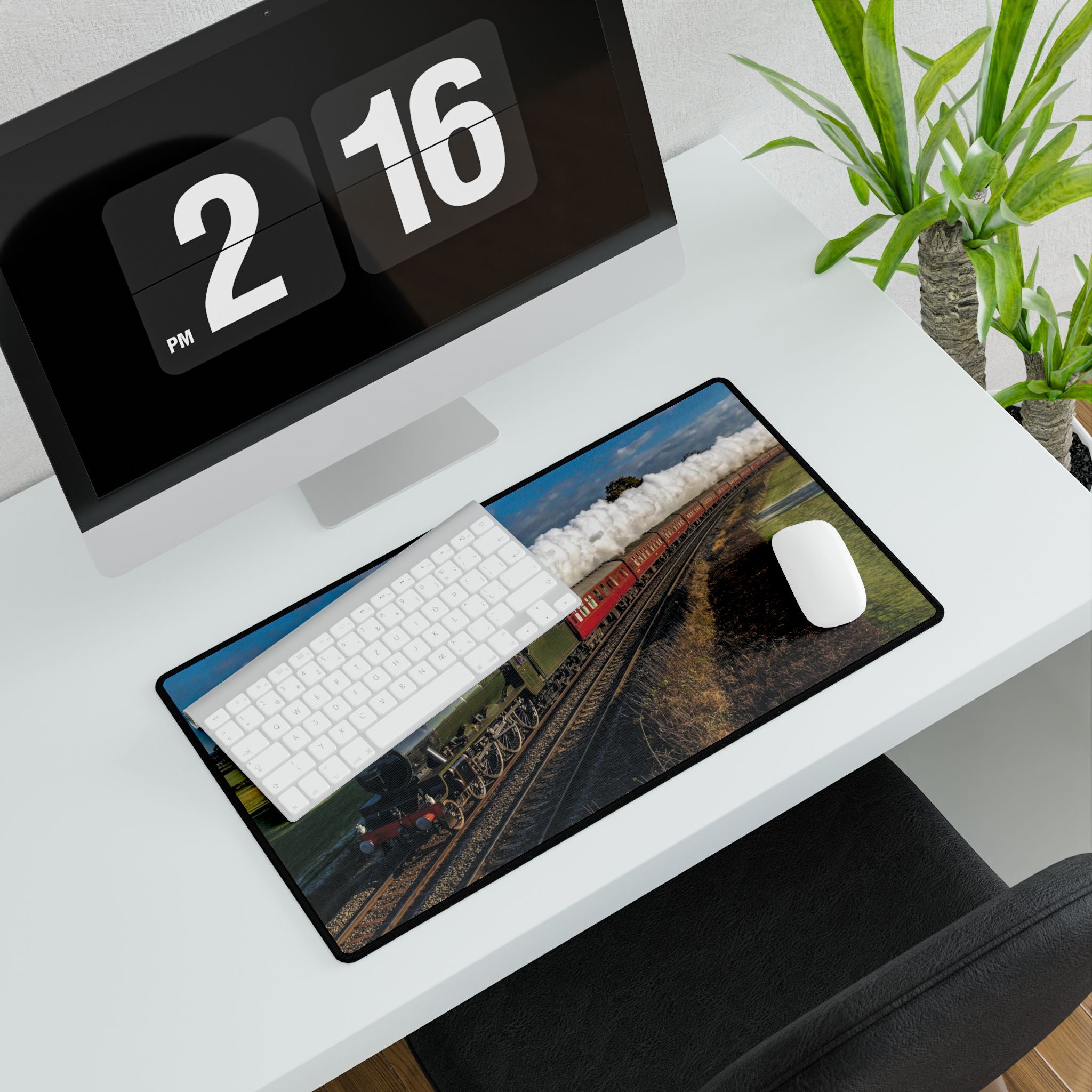 Steam Train Desk Mat — Vintage Locomotive Mouse Pad for Train Enthusiasts