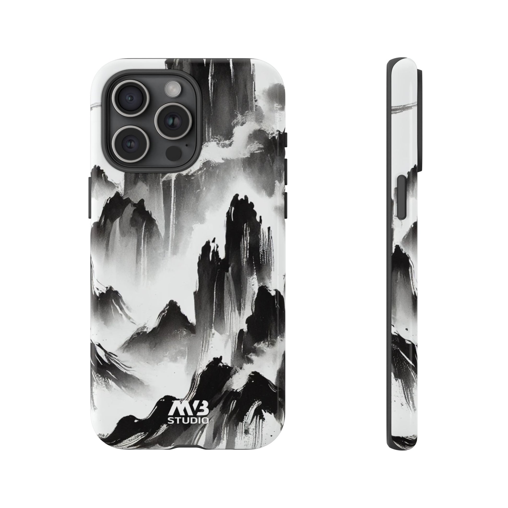 Black Ink Mountain Tough iPhone Case