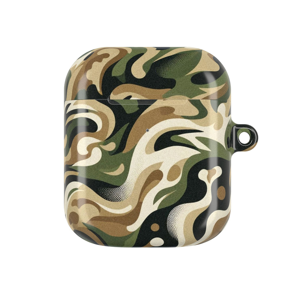 Camouflage-patterned case on a white background