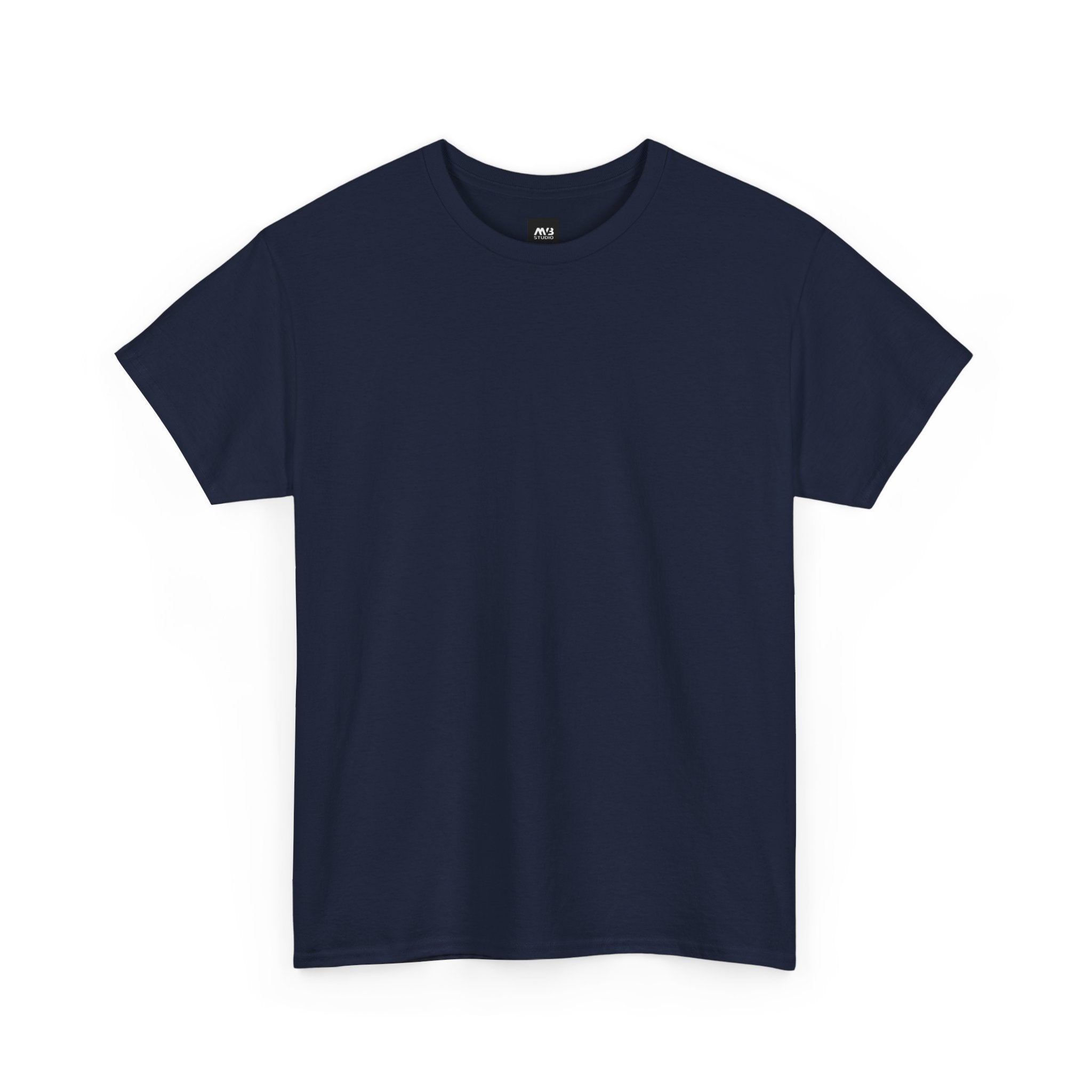 Navy blue t-shirt on a white background