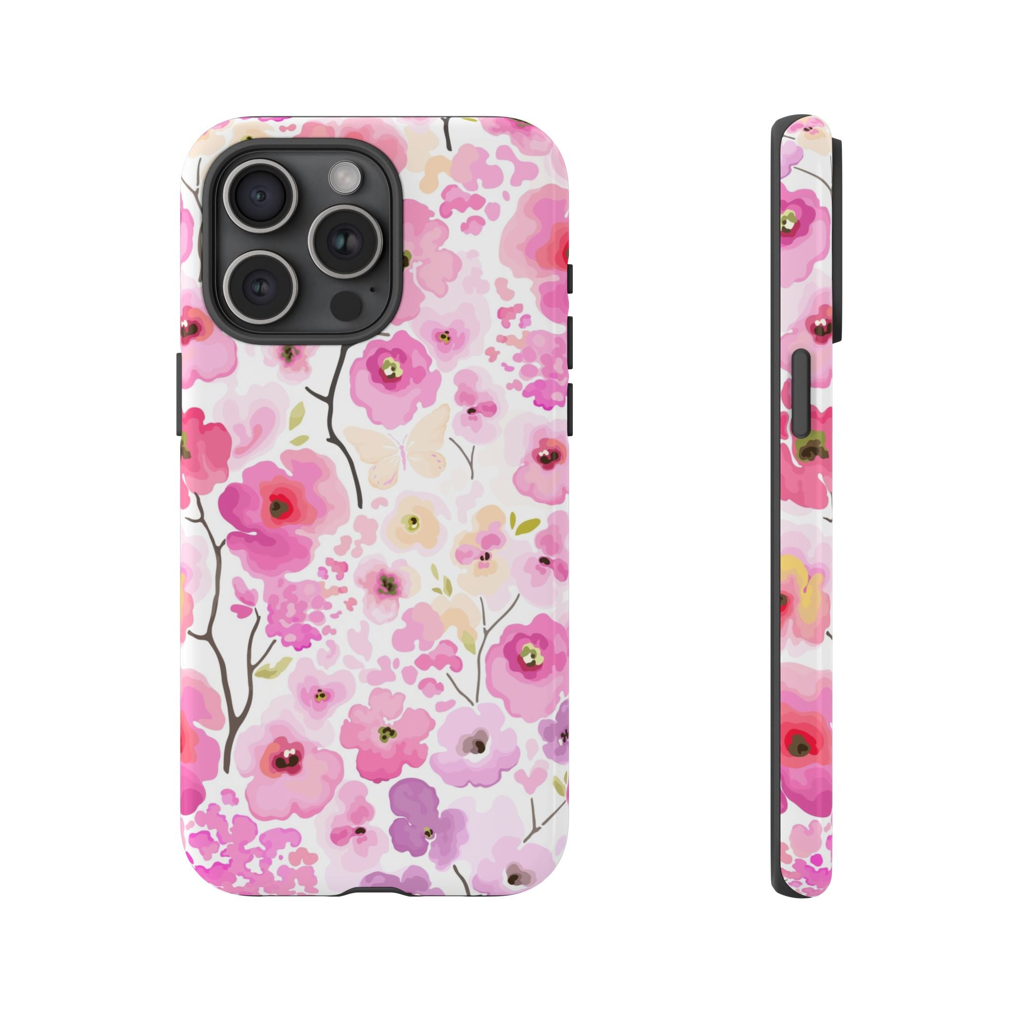 Watercolour Pink Flowers Tough iPhone Case - MVB STUDIO STORE