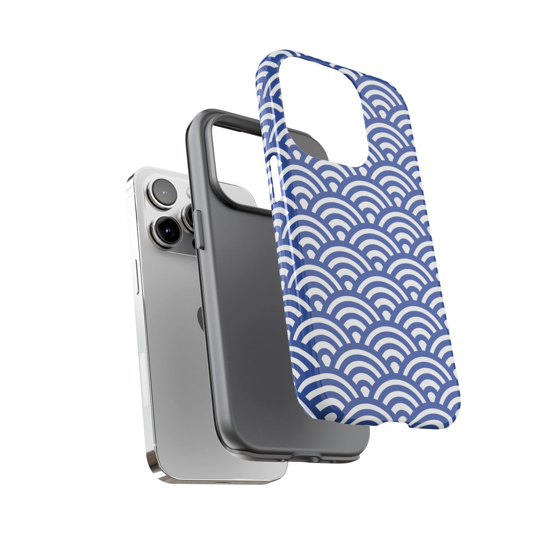 Blue Wave Pattern Tough Phone Case for iPhone 14 models