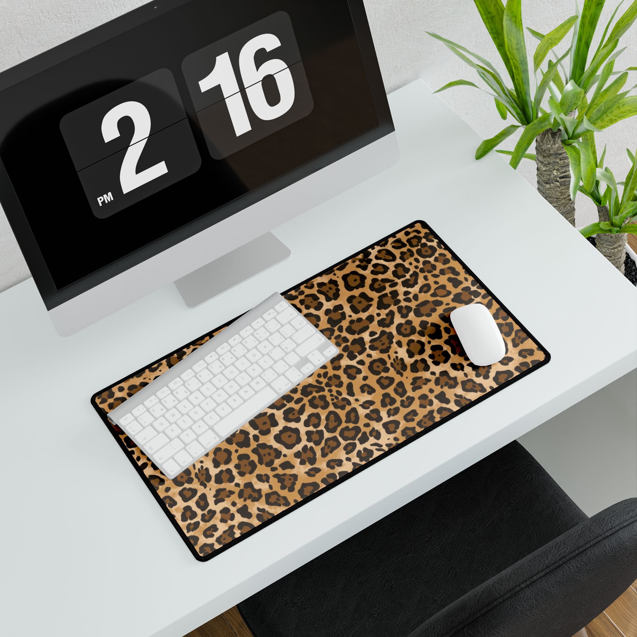 Leopard Print Desk Mat - Large Animal Print Gaming/Office Desk Pad