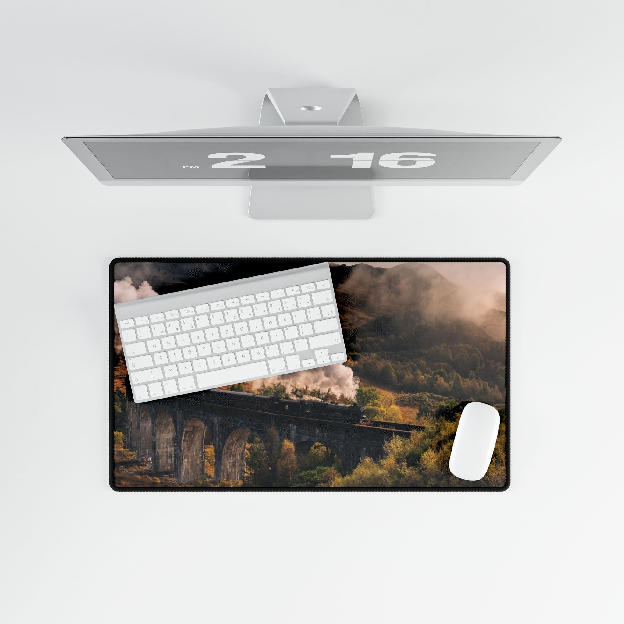 Steam Train Desk Mat - Vintage Locomotive Landscape Mousepad