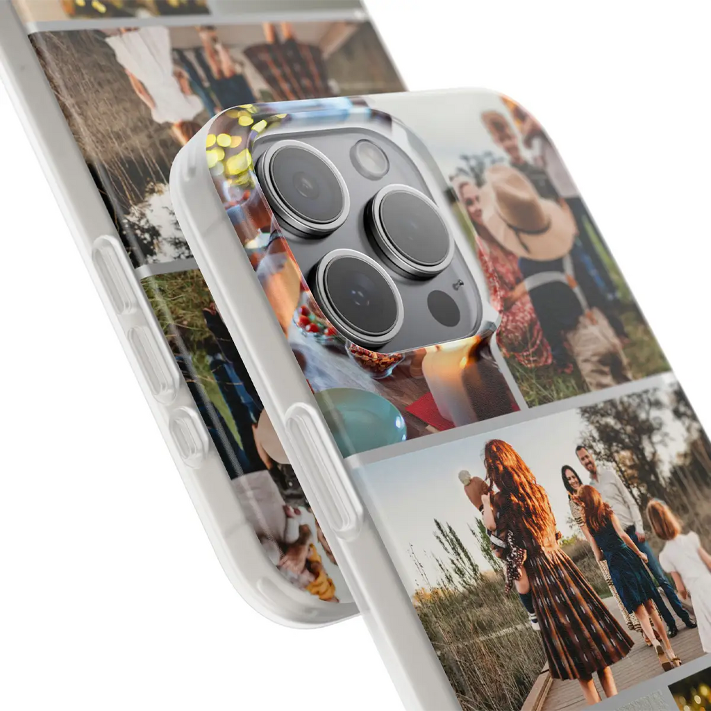 Photo Collage iPhone 15 Pro Max Frosty Case with family collage photos printed on the case for a personalised touch