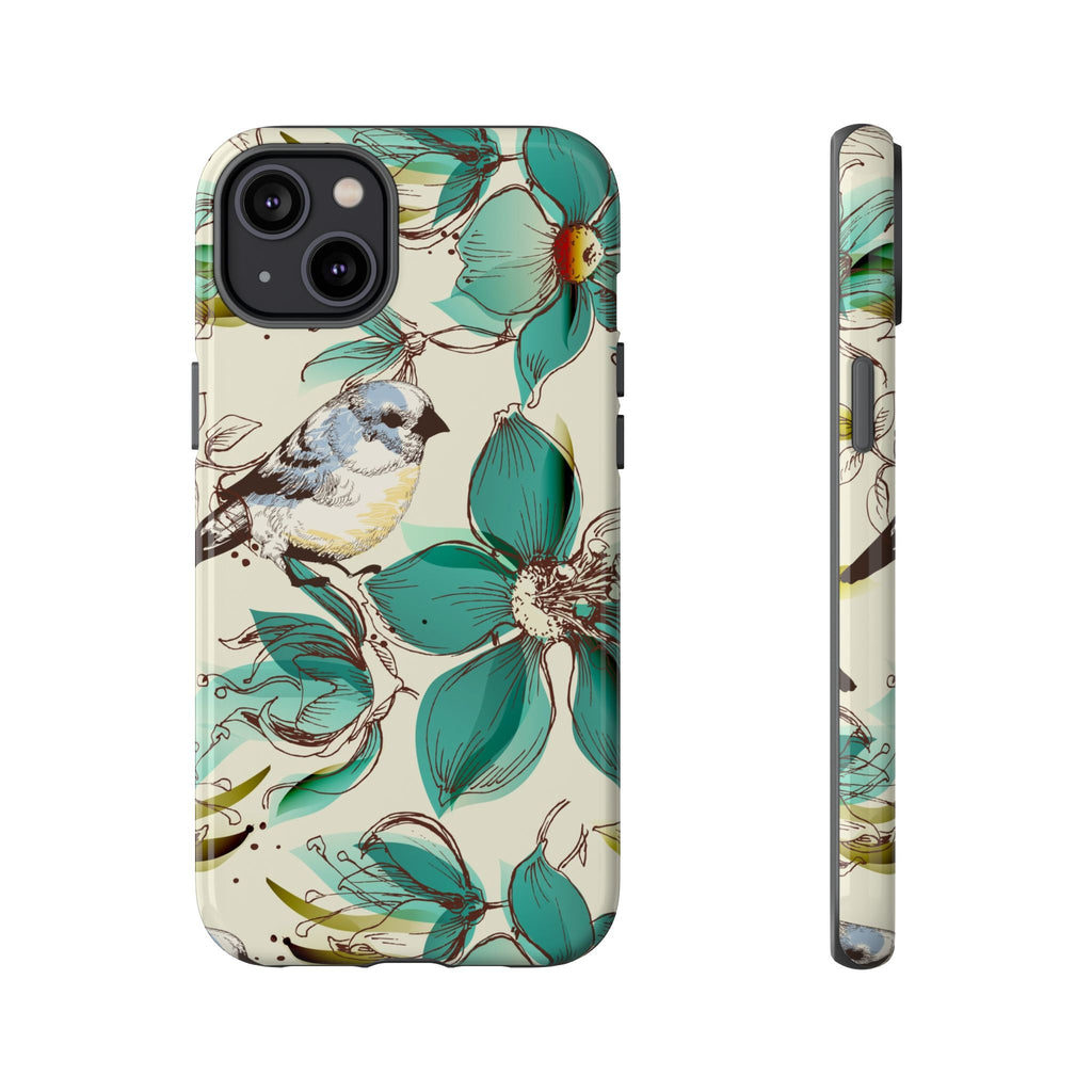Retro Birds & Flowers Tough iPhone Case - MVB STUDIO STORE