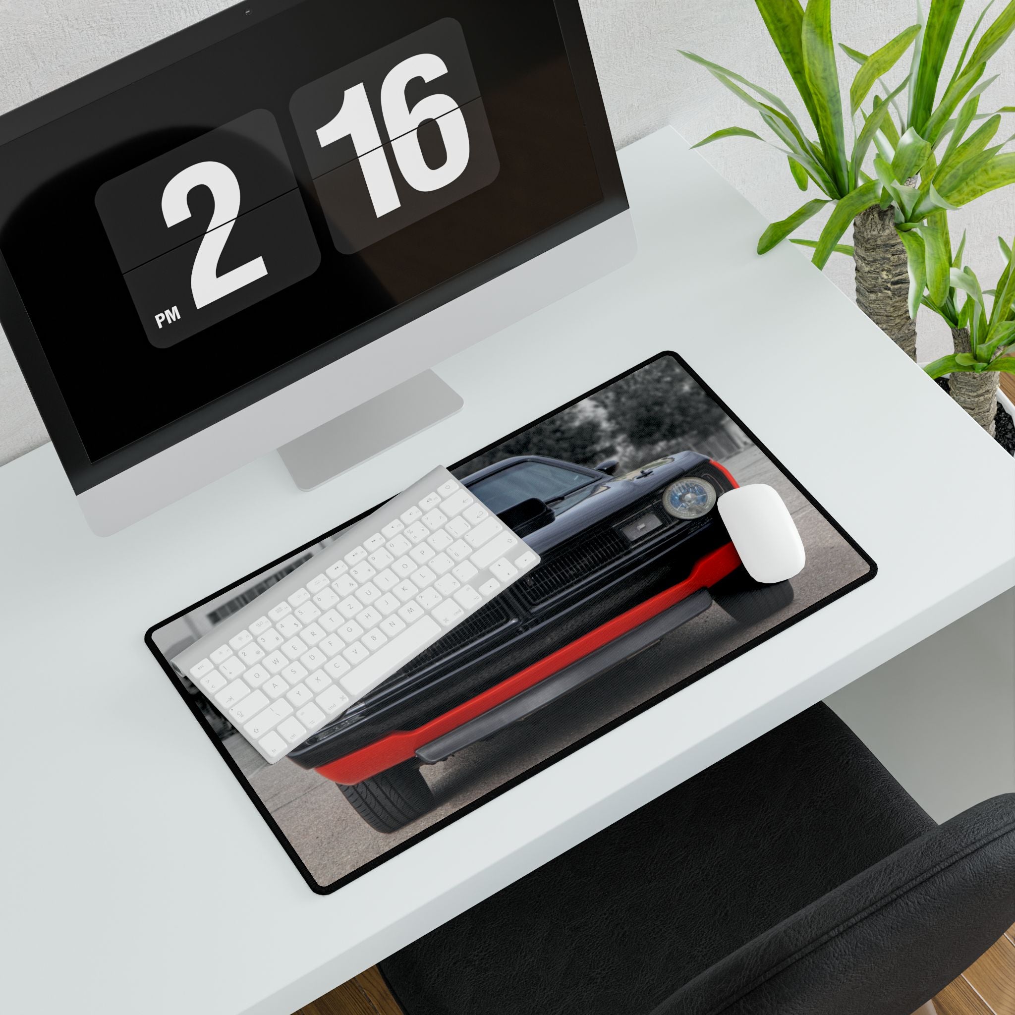 Car Front Desk Mat – Black Classic Muscle Car Photo Desk Pad