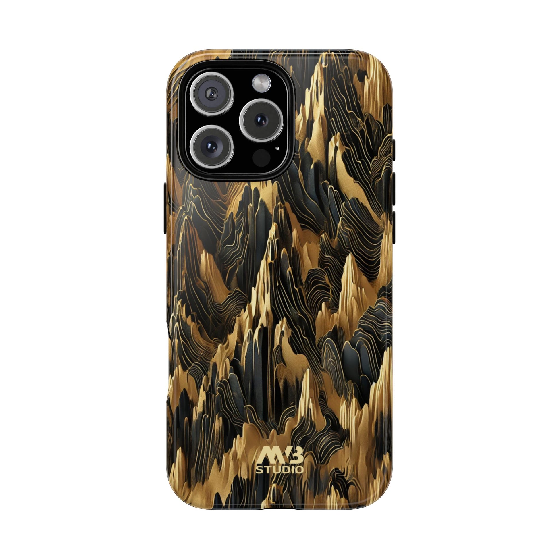 Black & Gold Terrains Tough iPhone Case