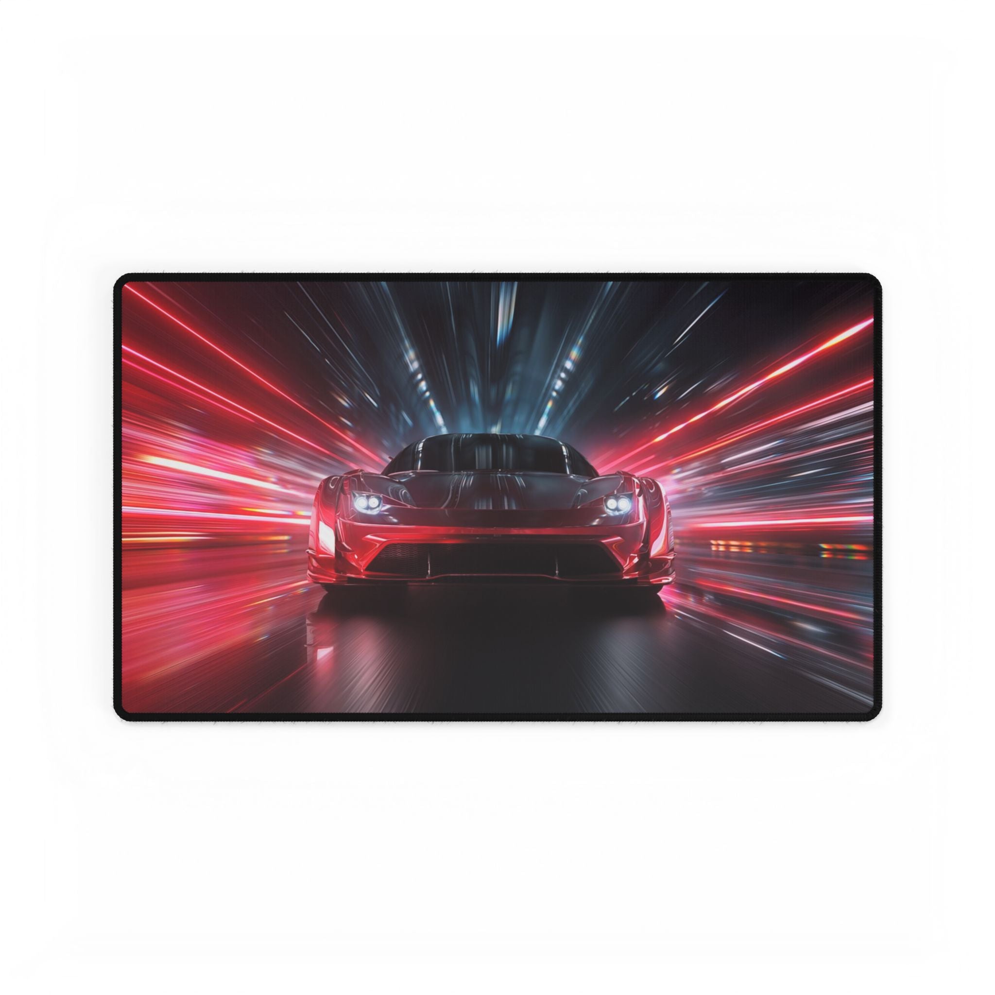 Car on a digital display with red and blue light effects