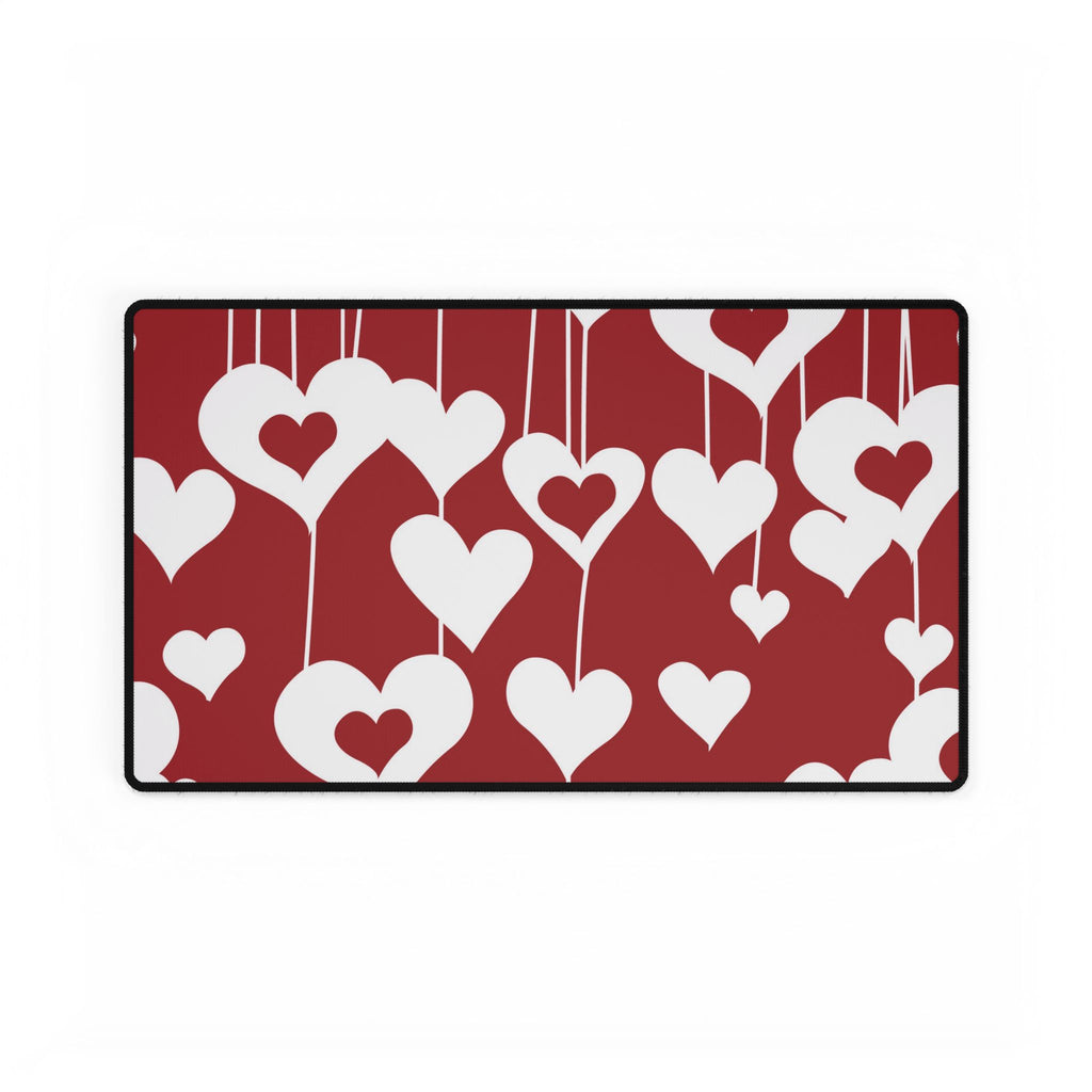 Valentine Hanging Hearts Desk Mat - Romantic Red Mousepad/Desk Protector