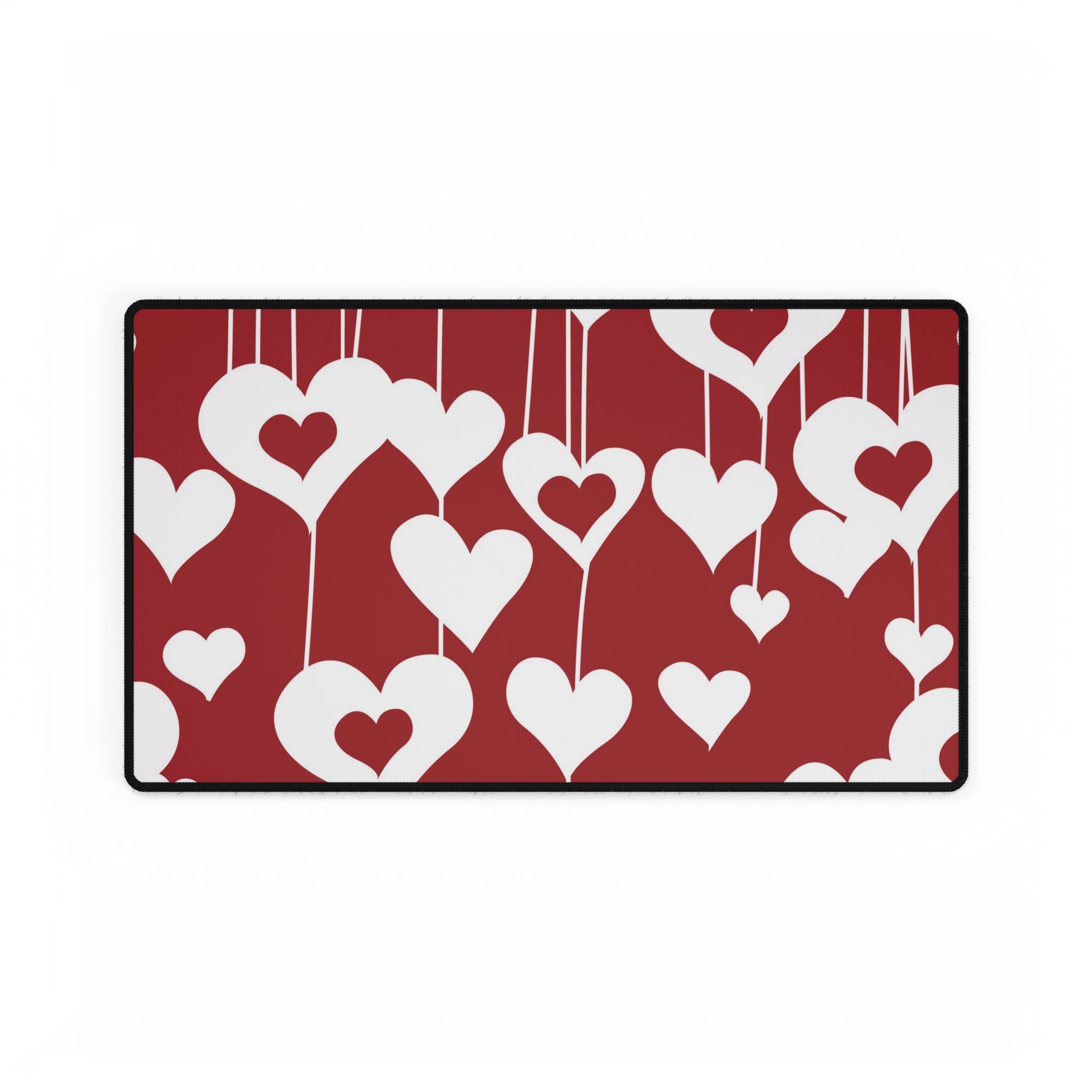 Valentine Hanging Hearts Desk Mat - Romantic Red Mousepad/Desk Protector