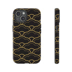 Black and Gold Wave Pattern Tough iPhone Case - MVB STUDIO STORE