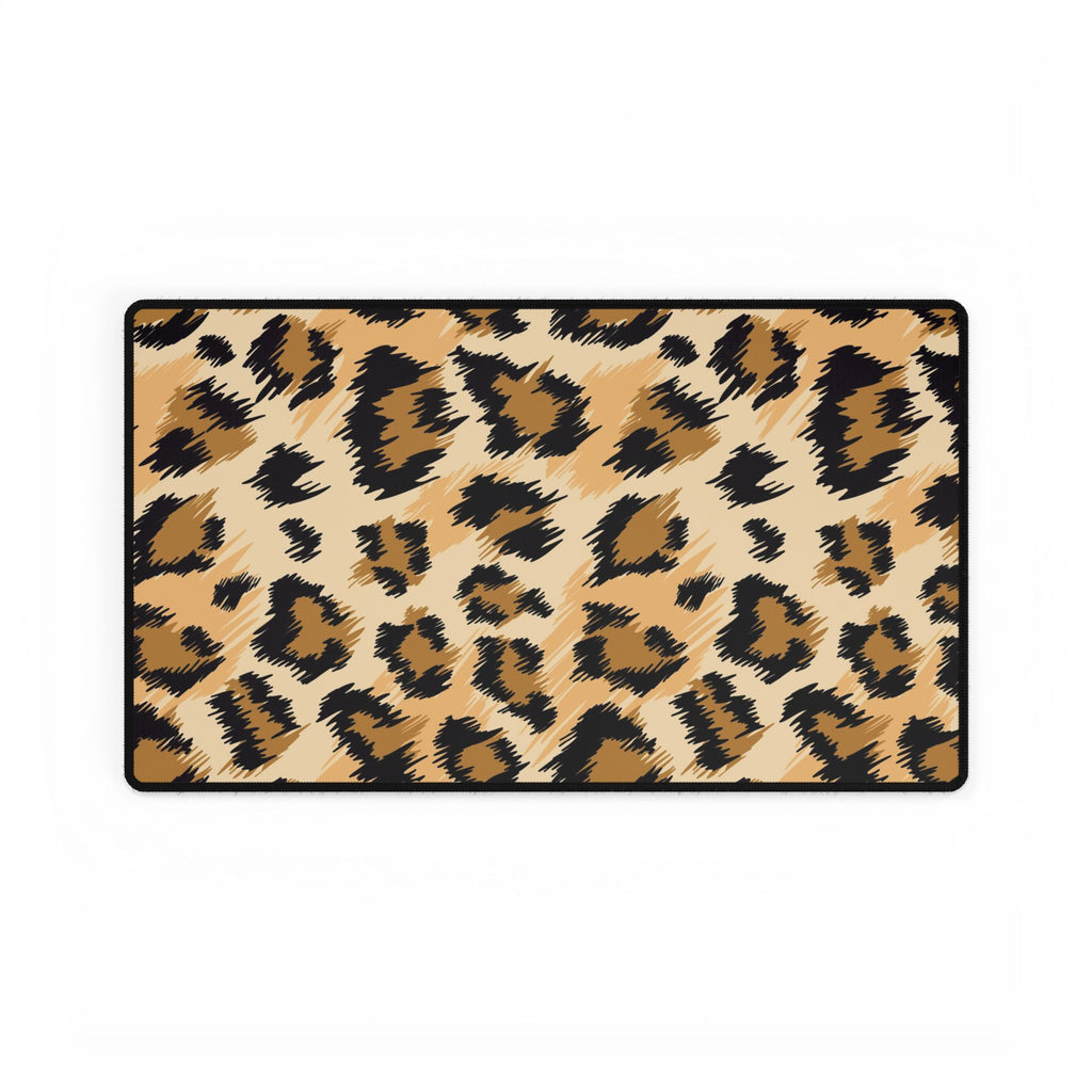 Leopard Print Desk Mat - Oversized Animal Print Gaming/Office Desk Pad