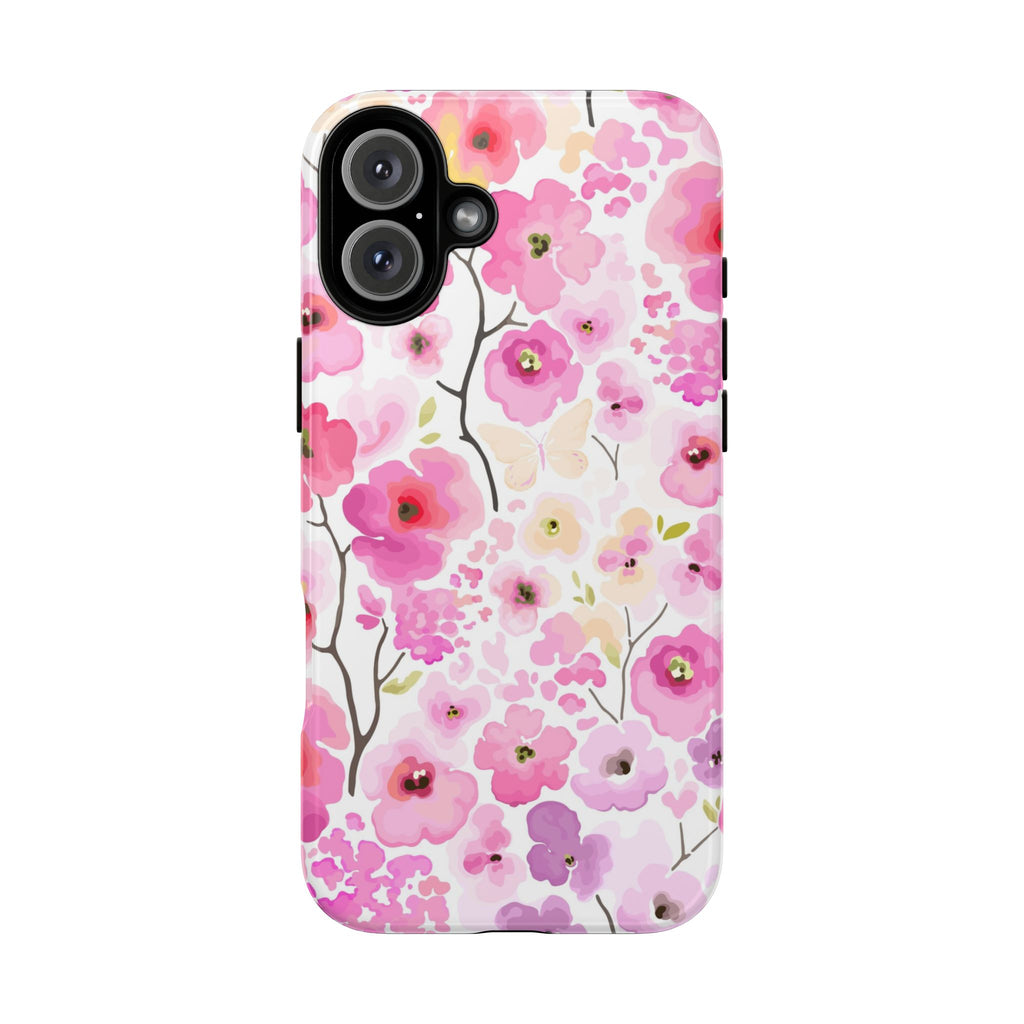 Watercolour Pink Flowers Tough iPhone Case - MVB STUDIO STORE