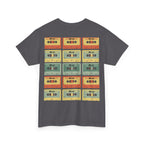 80's Jam Cassette Tape T-shirt featuring a colorful cassette design on the back.