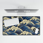 Ocean Wave Desk Mat - Large Nautical Mousepad for Desk, Gaming & Office