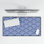 Blue Seigaiha Wave Desk Mat - Japanese Pattern Mouse Pad