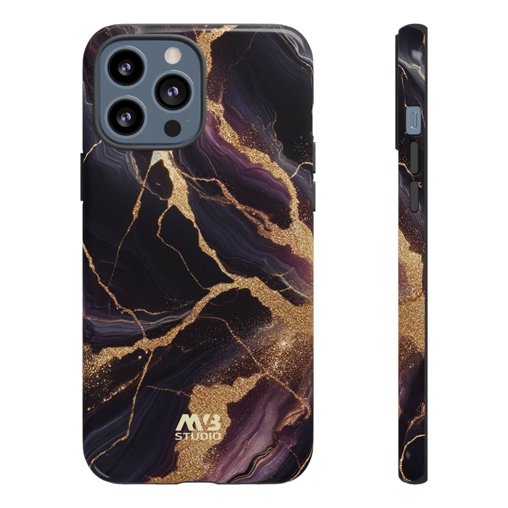 Purple & Gold Marble Tough iPhone Case
