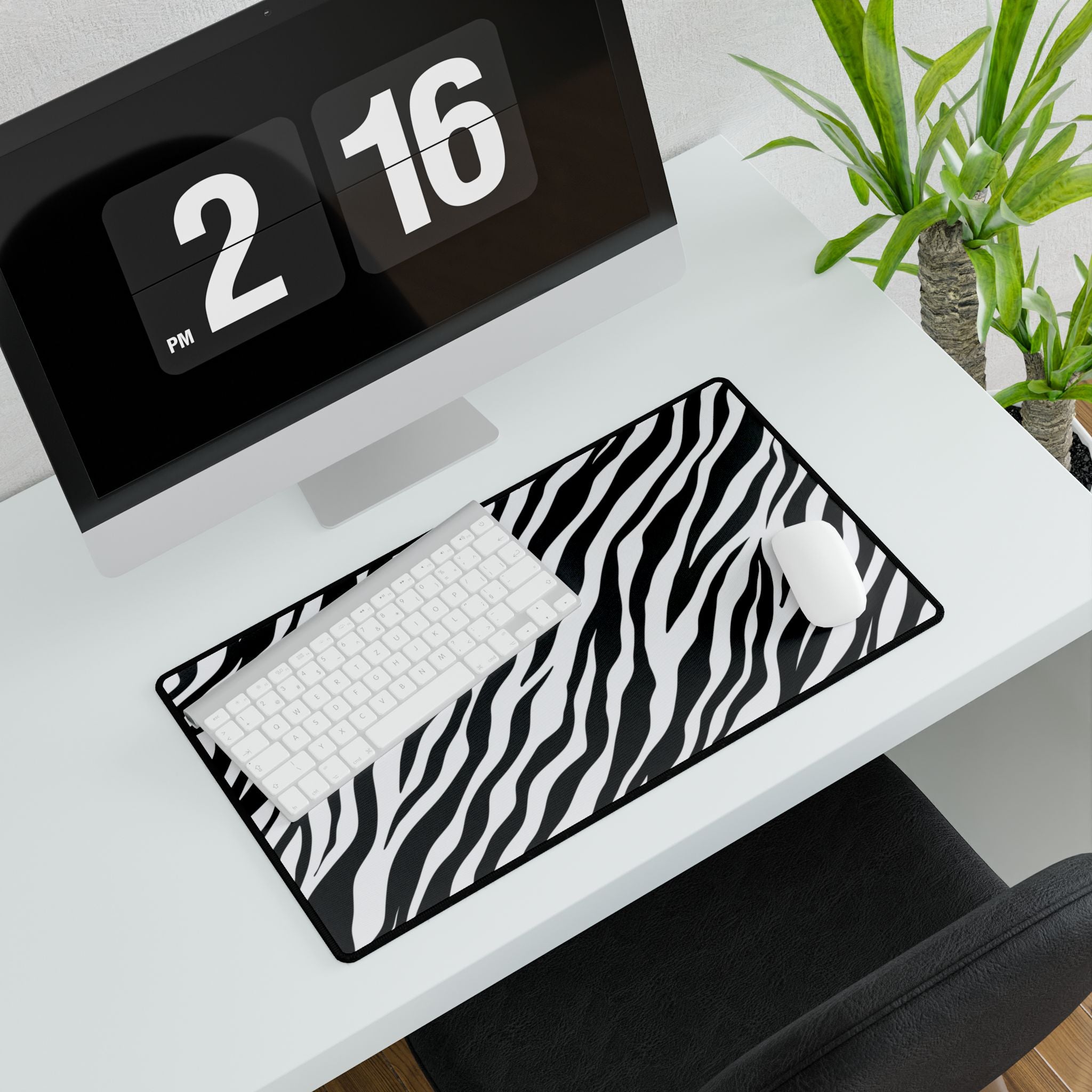 Zebra Stripe Desk Mat - Black & White Large Mouse Pad for Home Office