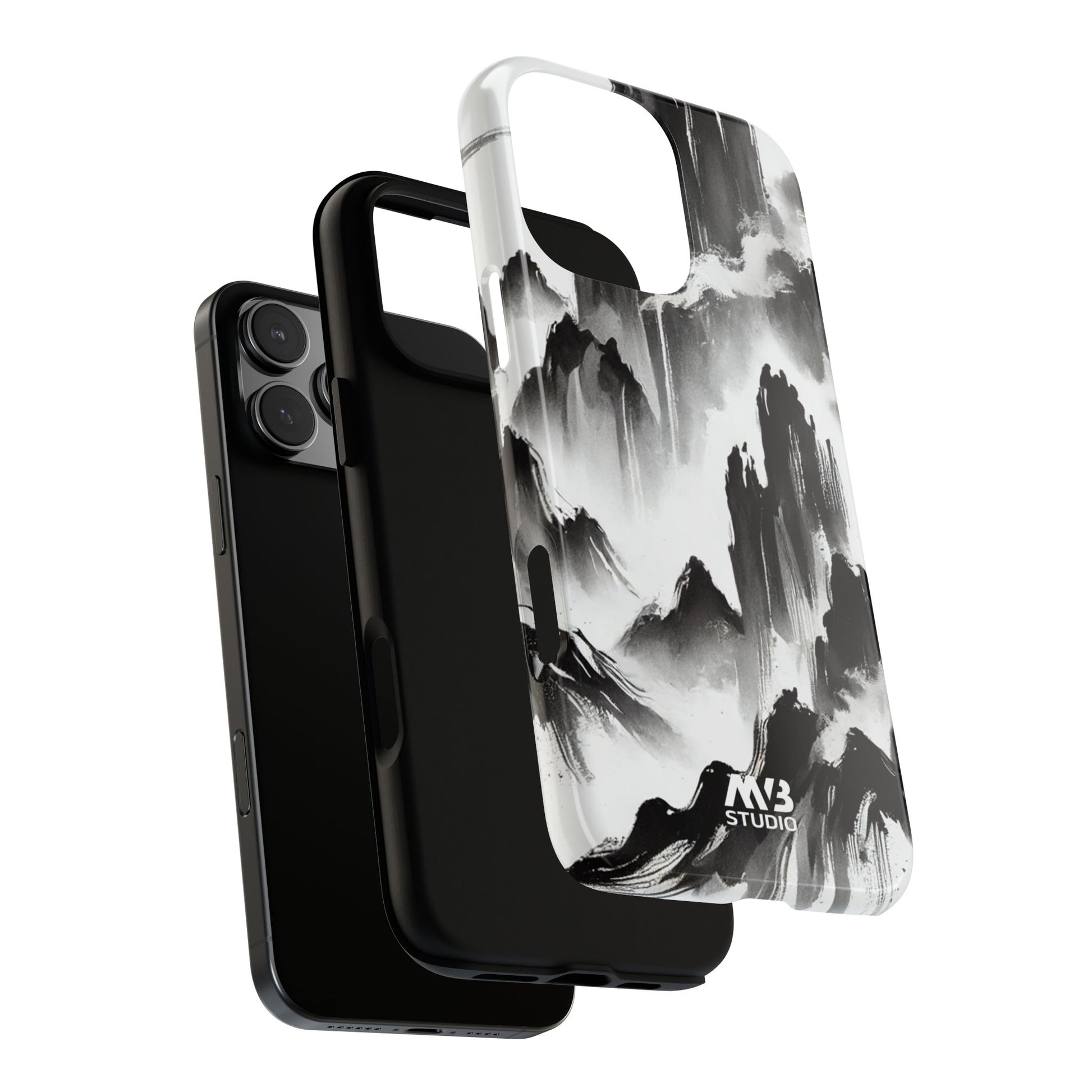 Black Ink Mountain Tough iPhone Case