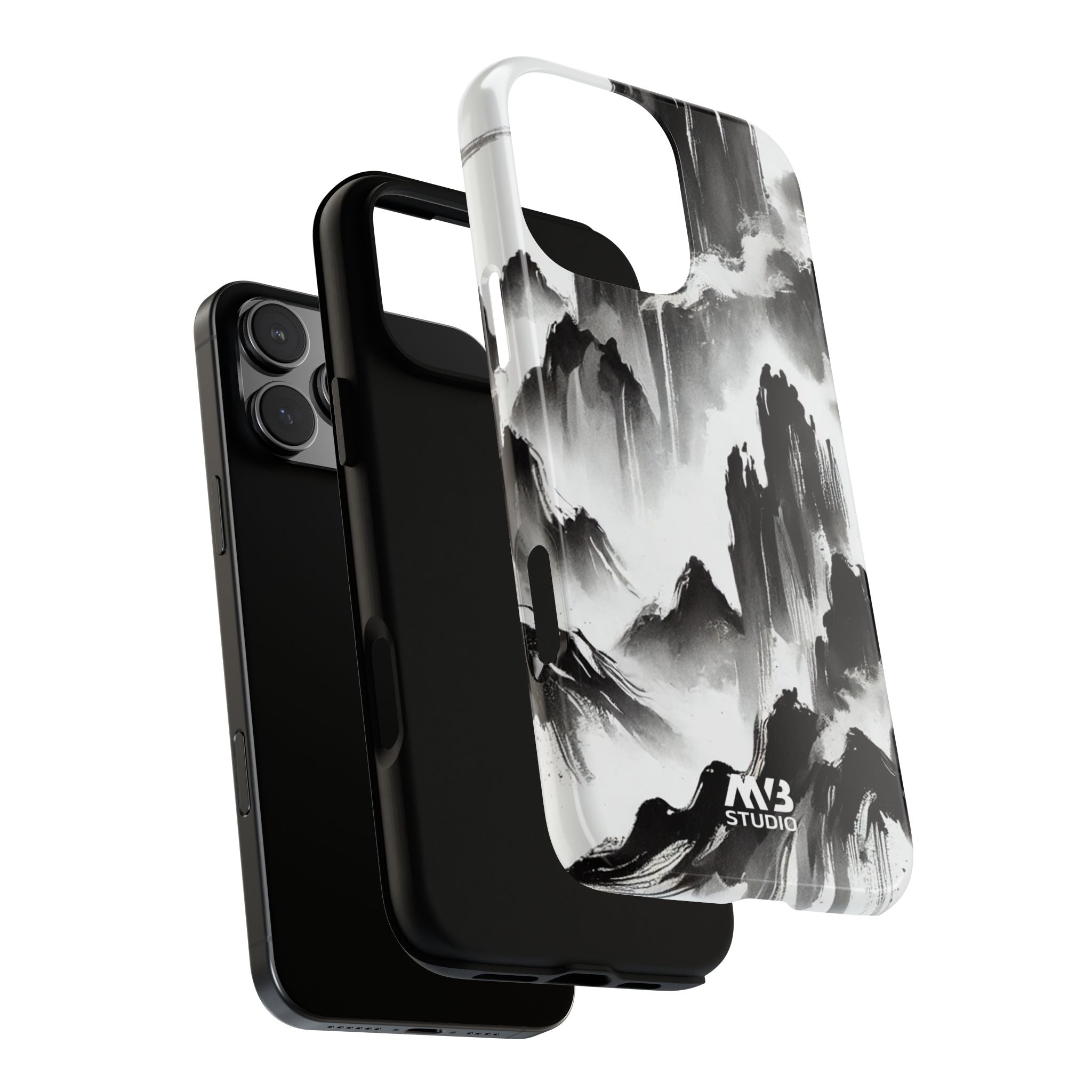 Black Ink Mountain Tough iPhone Case - MVB STUDIO STORE