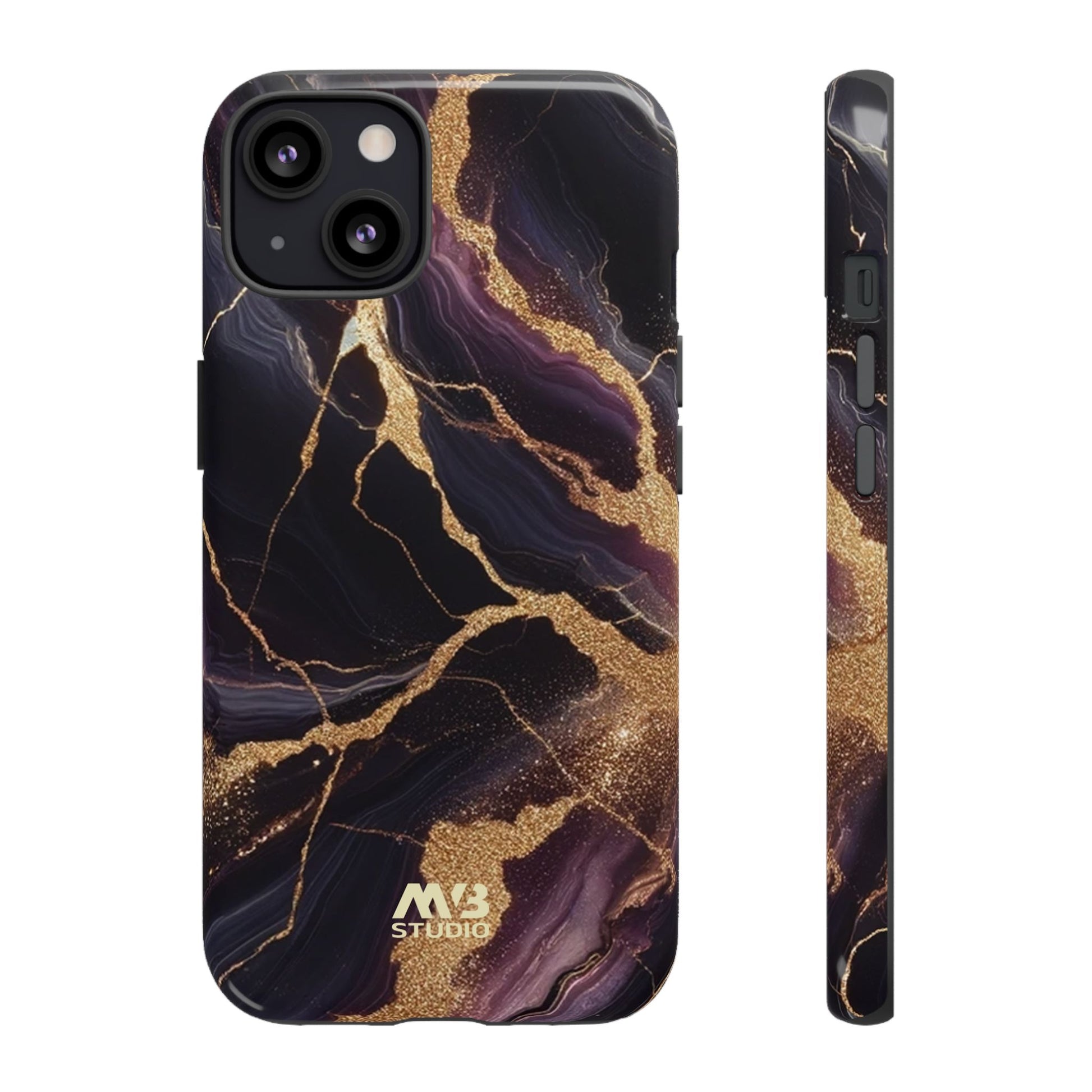 Purple & Gold Marble Tough iPhone Case