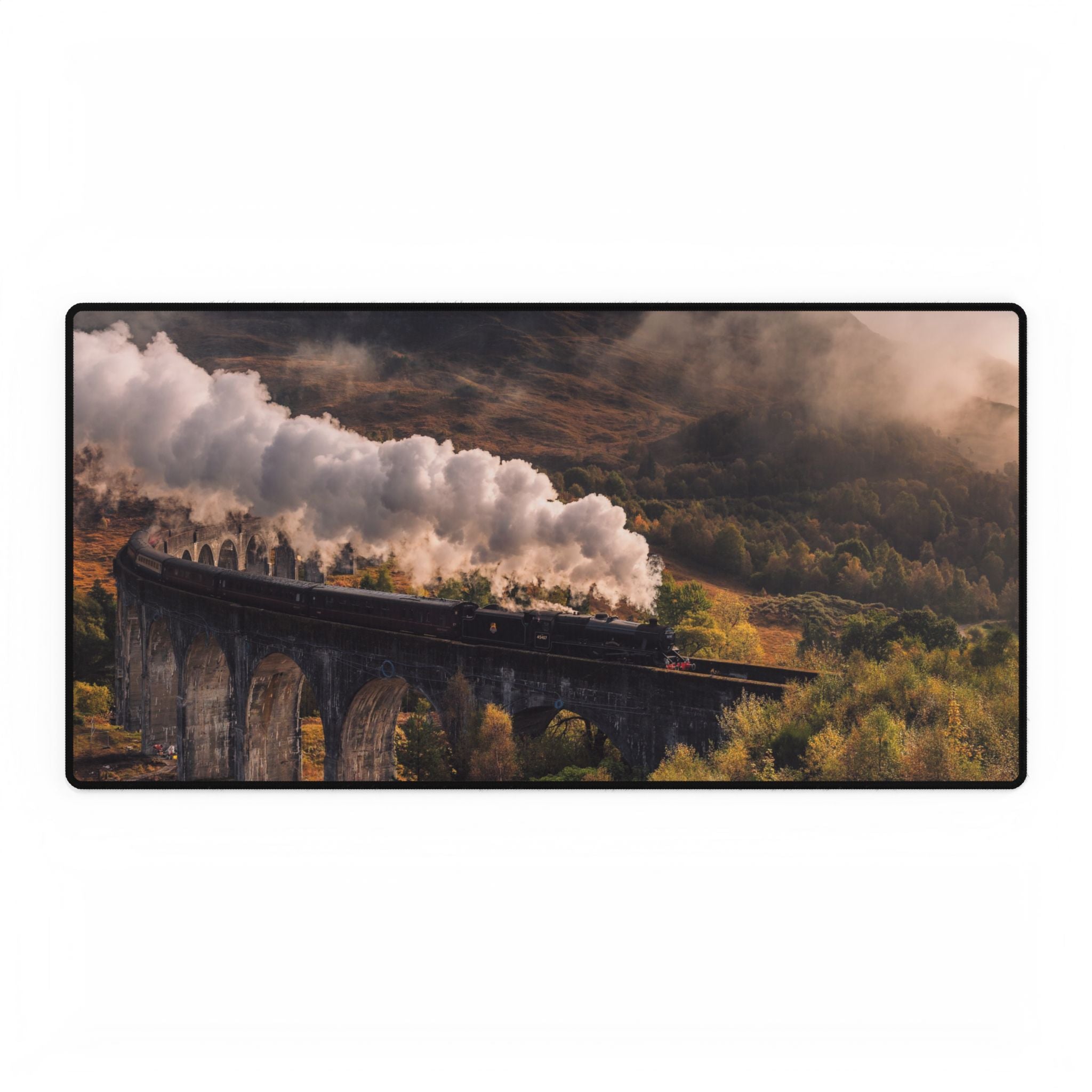 Steam Train Desk Mat - Vintage Locomotive Landscape Mousepad