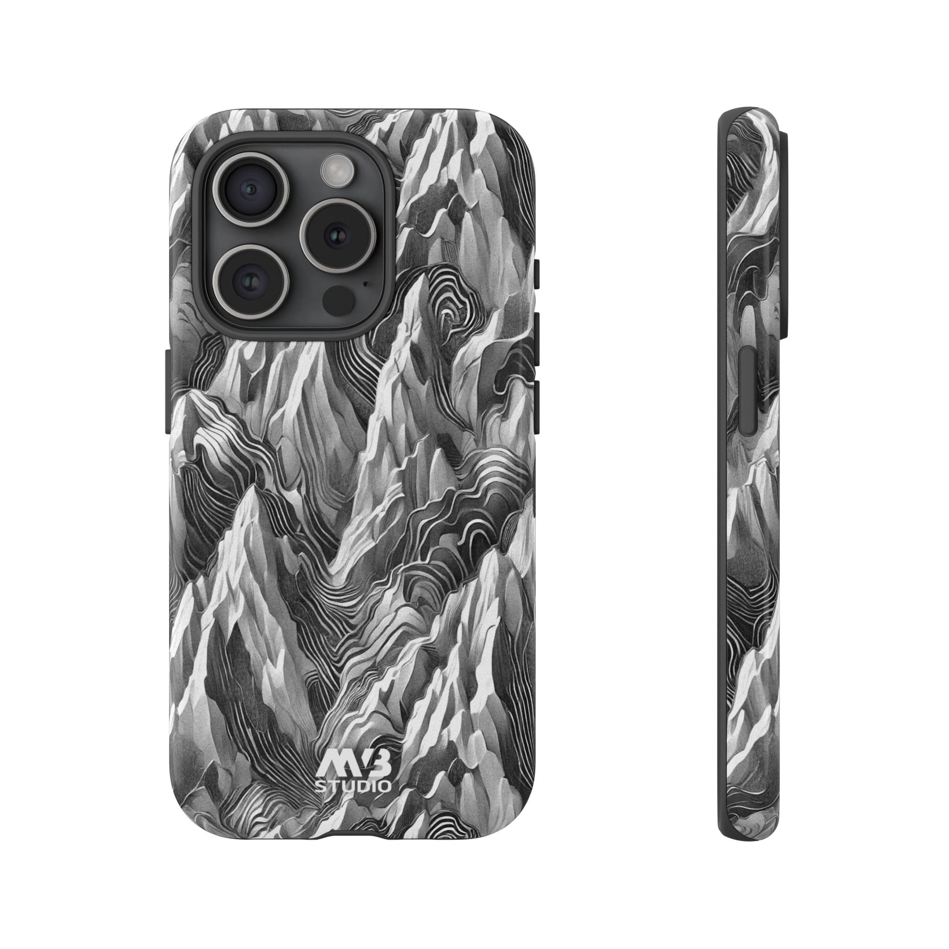 Grayscale Terrains Tough iPhone Case