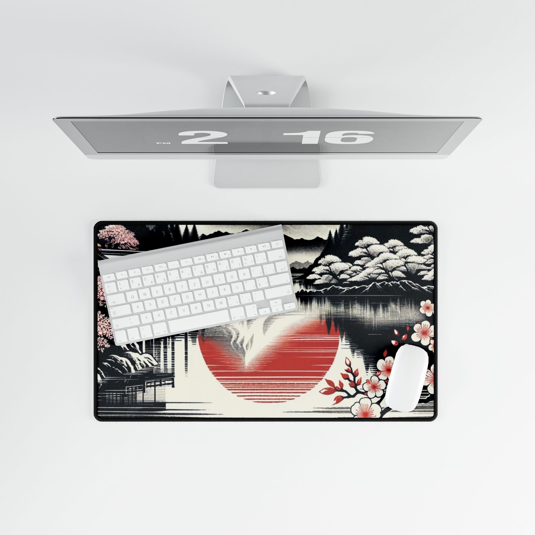 Japanese Sunset Desk Mat | Sakura Lake Mouse Pad