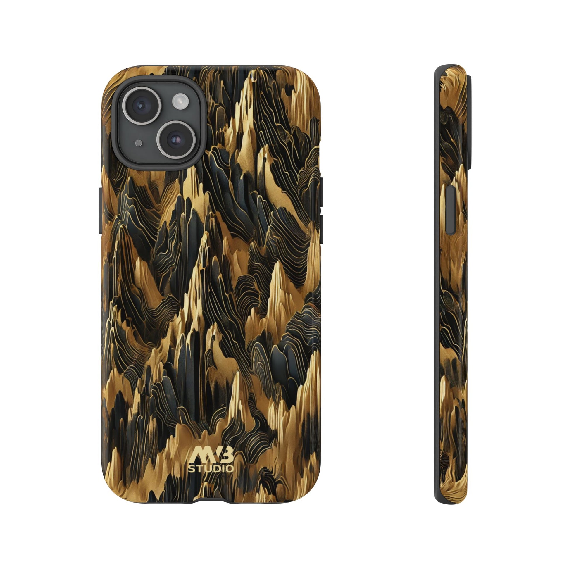 Black & Gold Terrains Tough iPhone Case