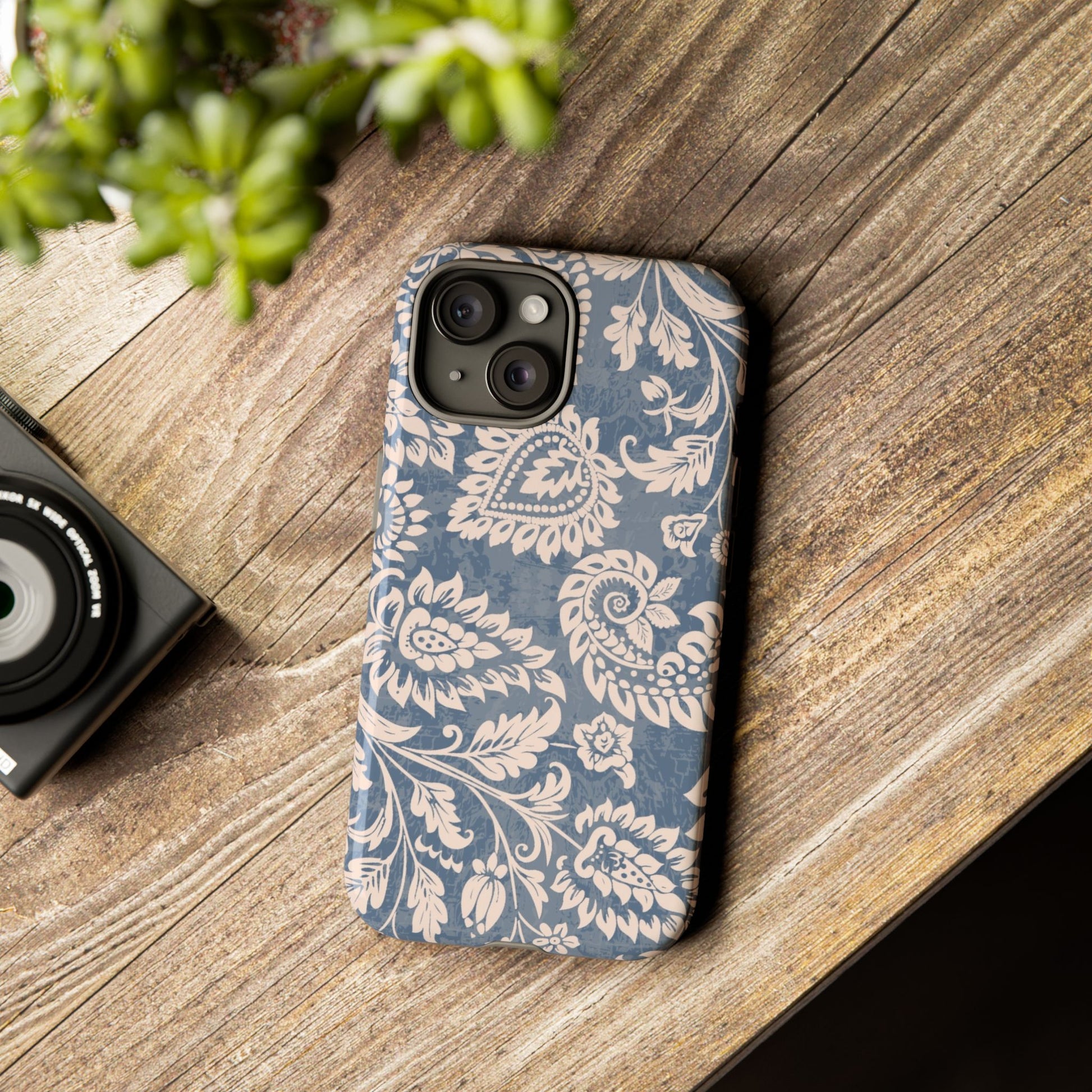 Blue Floral Pattern Tough iPhone Case - MVB STUDIO STORE