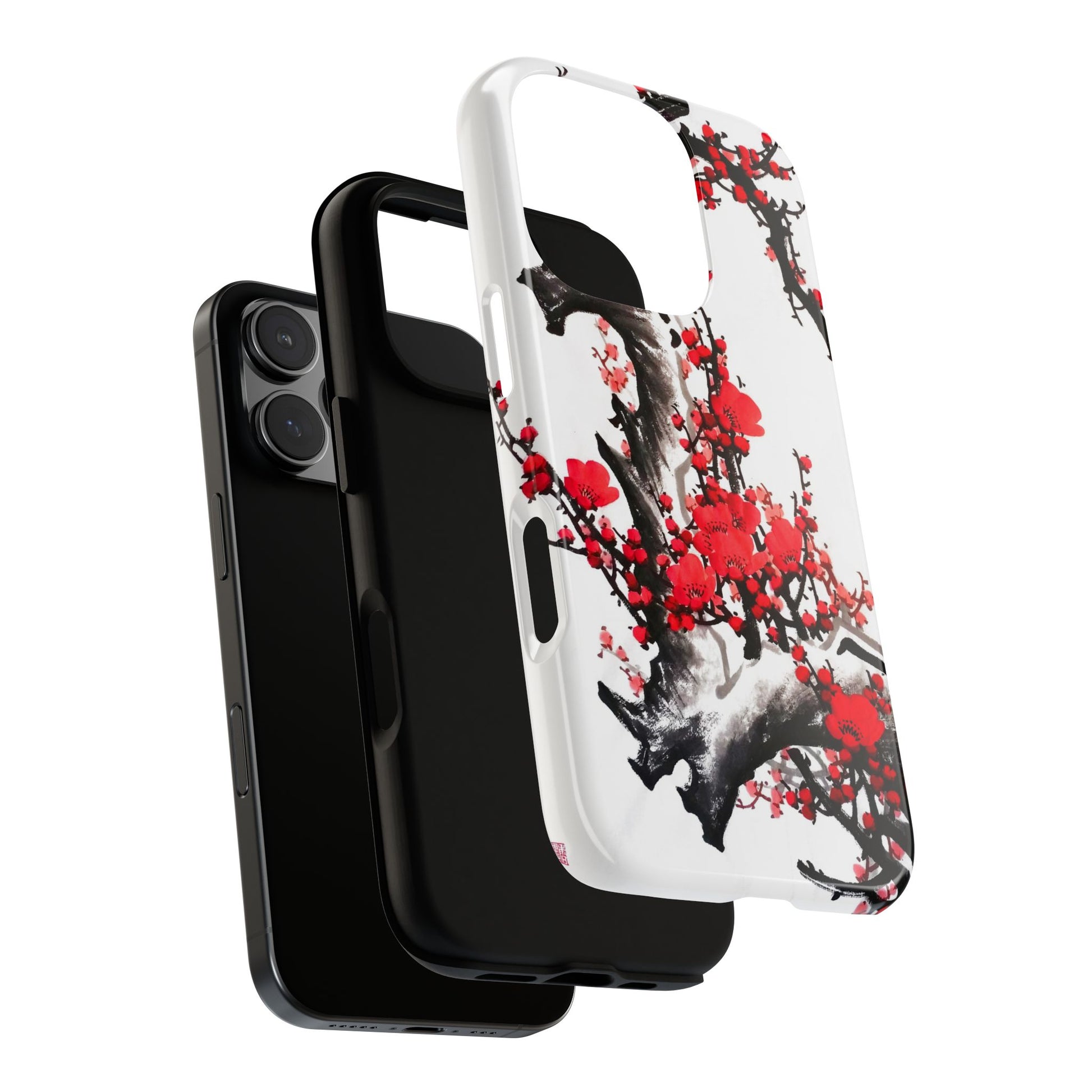 Plum Blossom Ink Tough Phone Case for iPhone 16 Models
