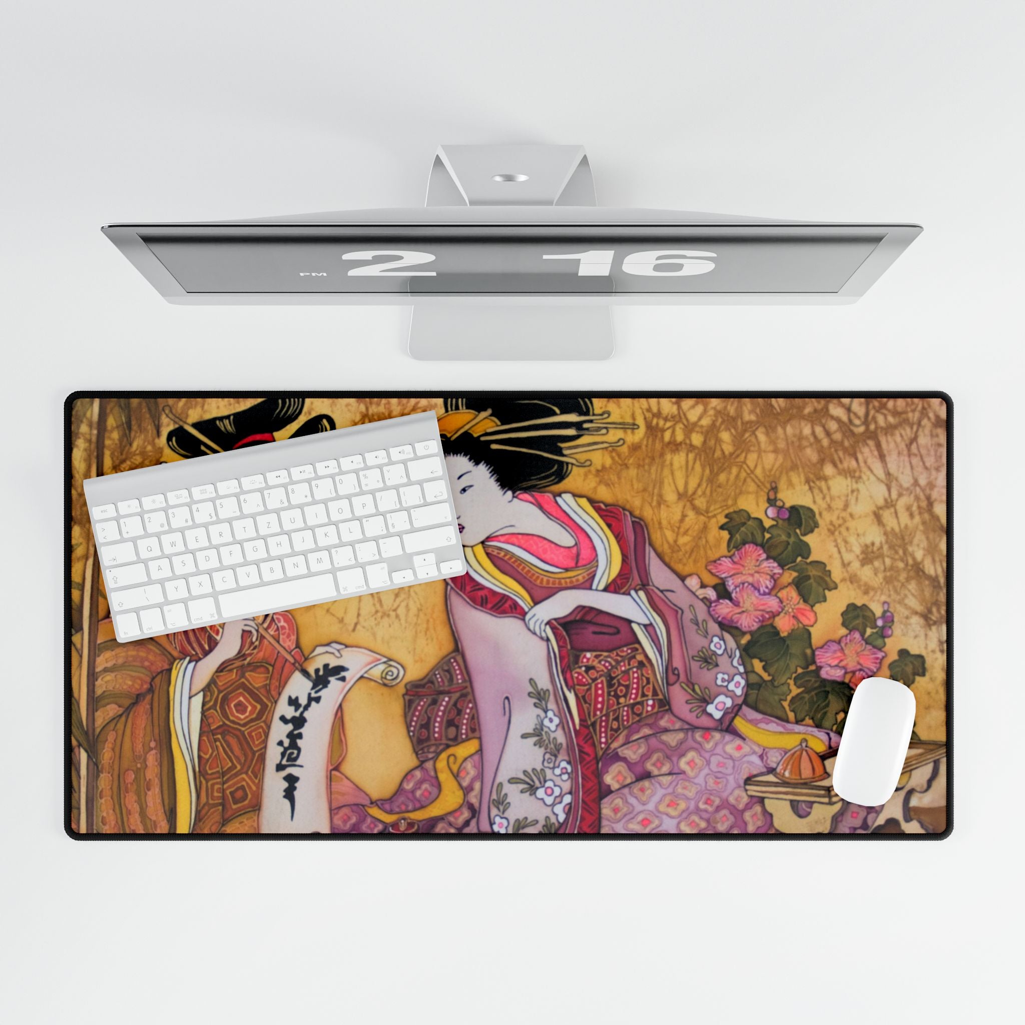Japanese Geisha Art Desk Mat – Vintage Ukiyo-e Mouse Pad Surface