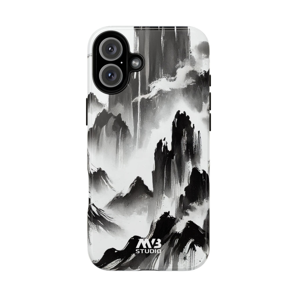 Black Ink Mountain Tough iPhone Case - MVB STUDIO STORE