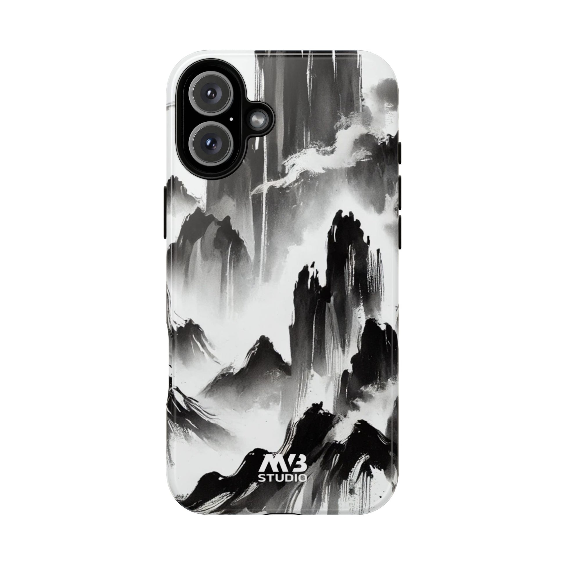Black Ink Mountain Tough iPhone Case