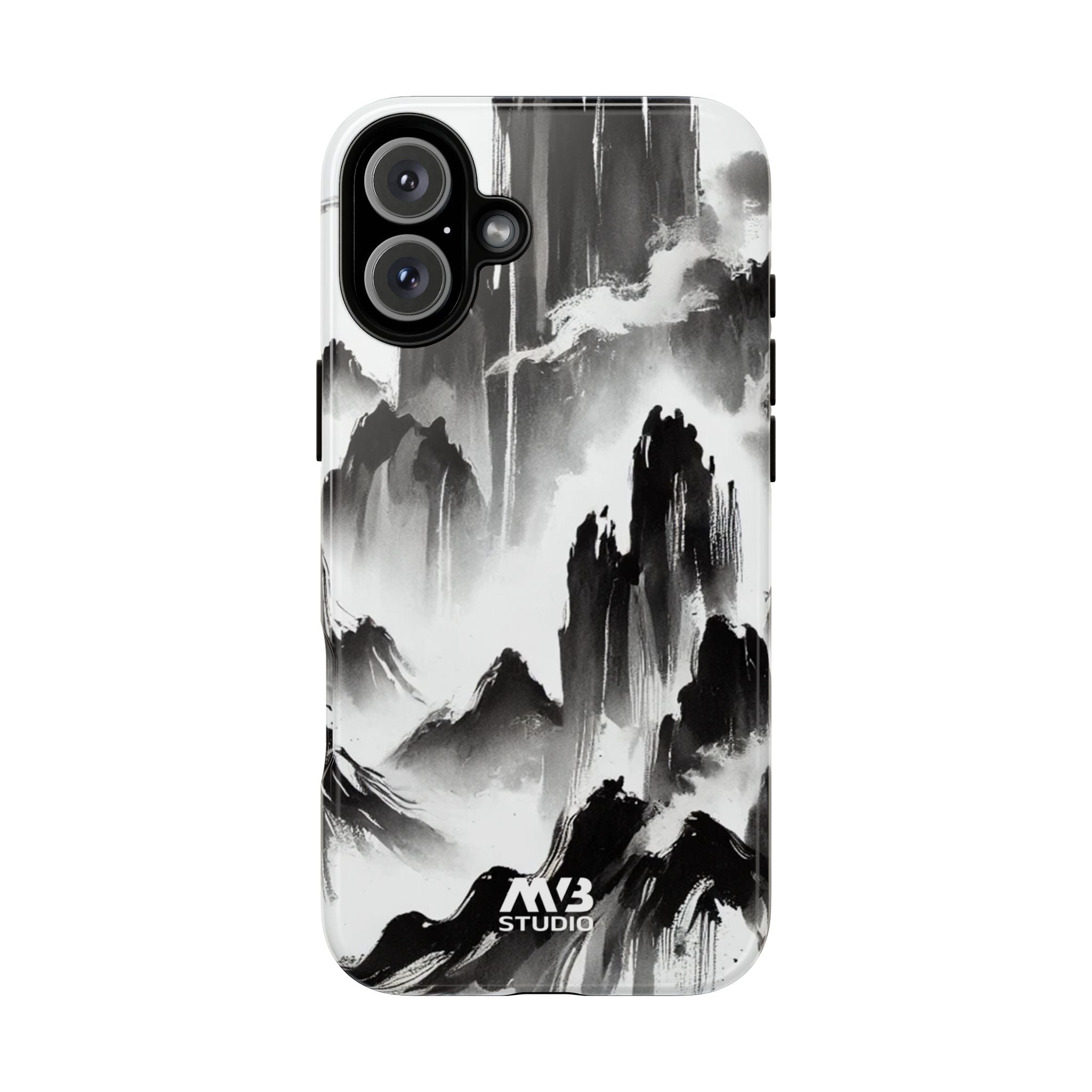 Black Ink Mountain Tough iPhone Case - MVB STUDIO STORE