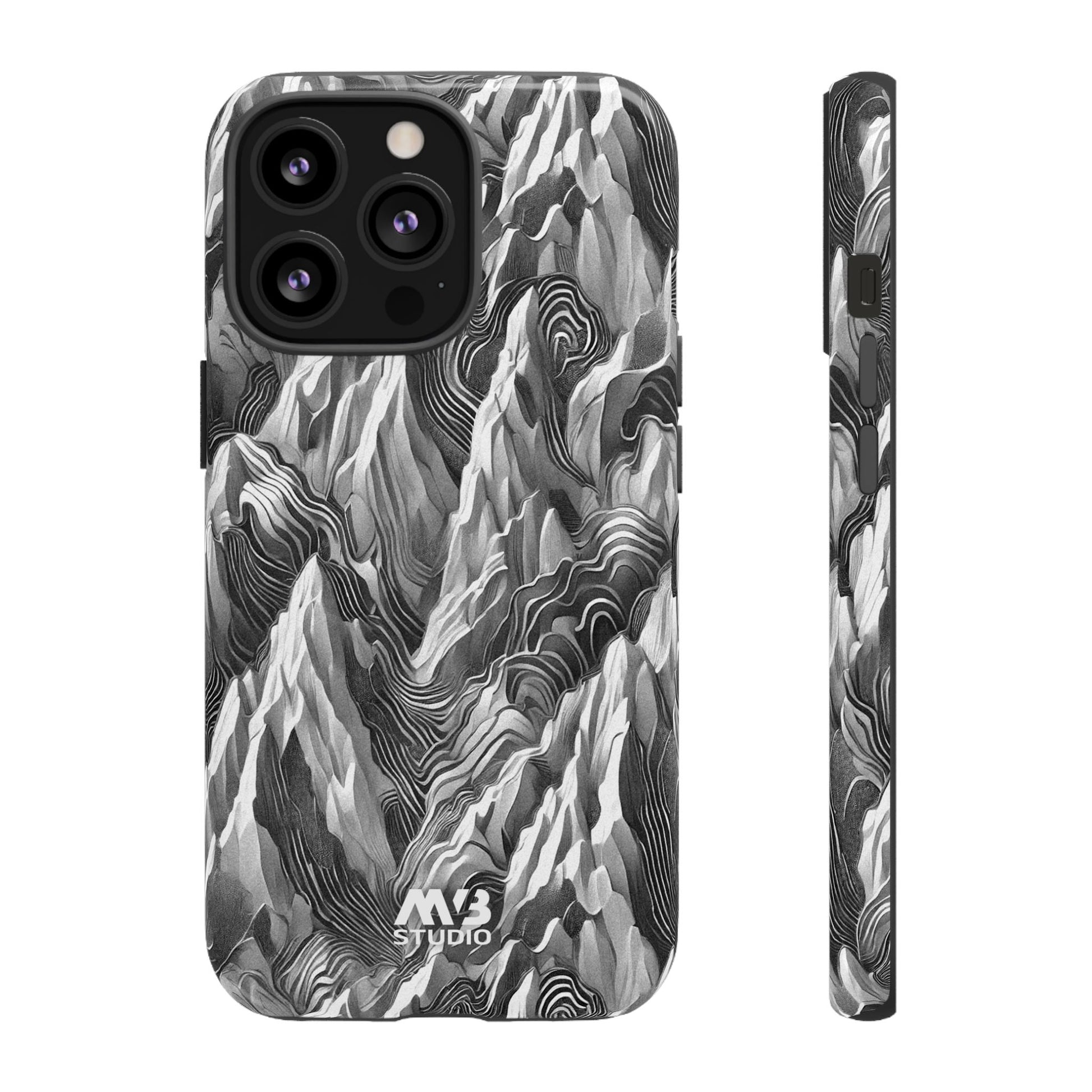 Grayscale Terrains Tough iPhone Case