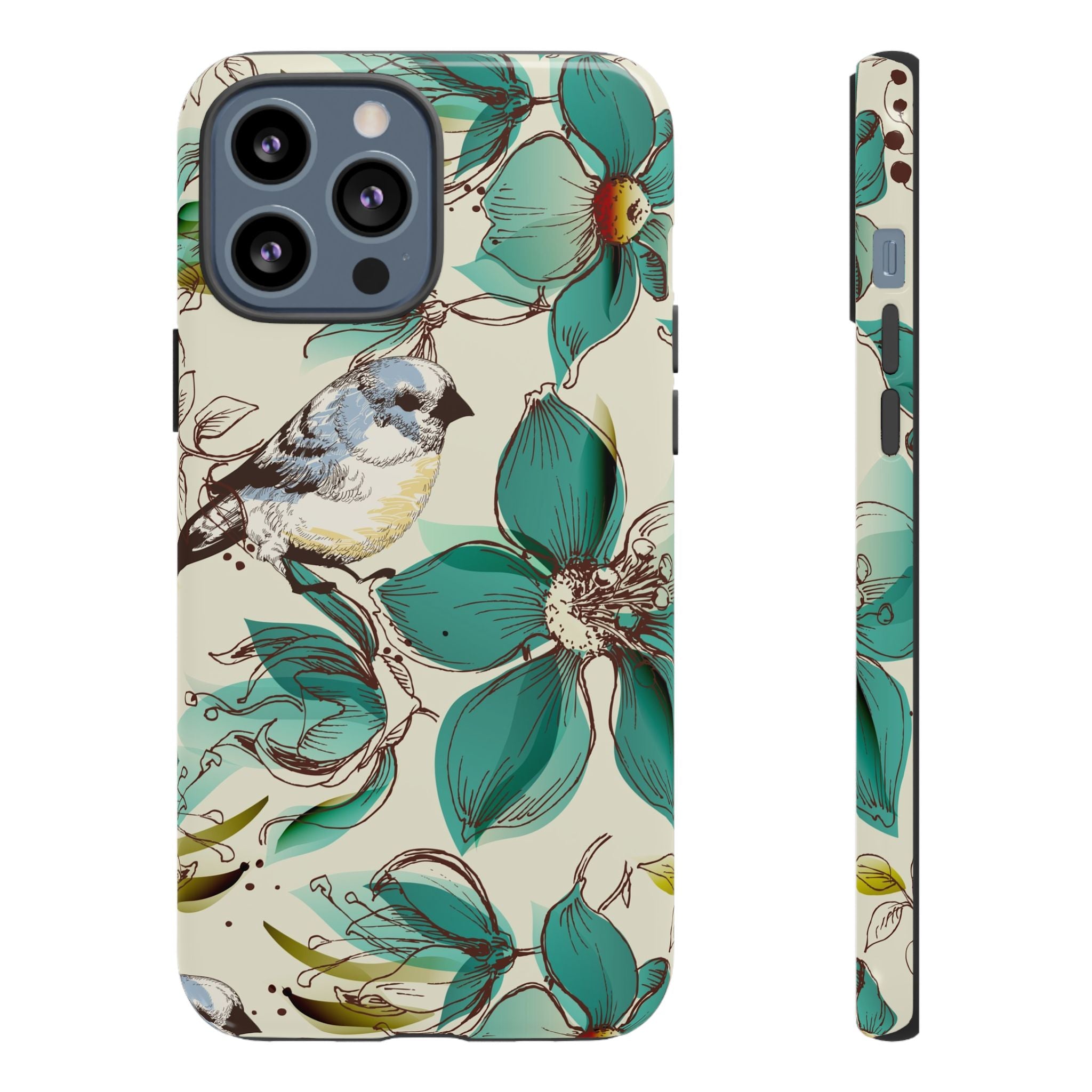 Retro Birds & Flowers Tough iPhone Case - MVB STUDIO STORE