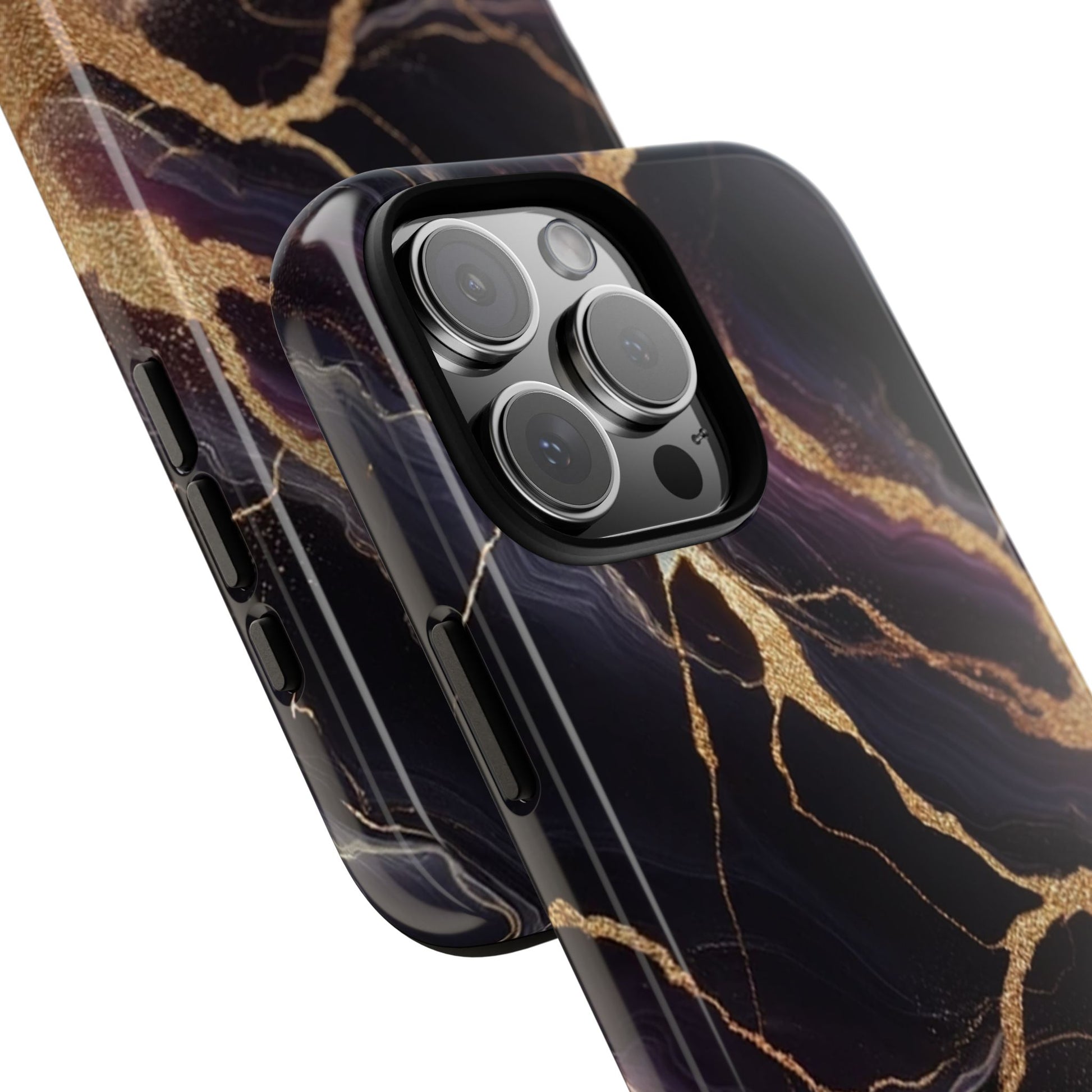 Purple & Gold Marble Tough iPhone Case