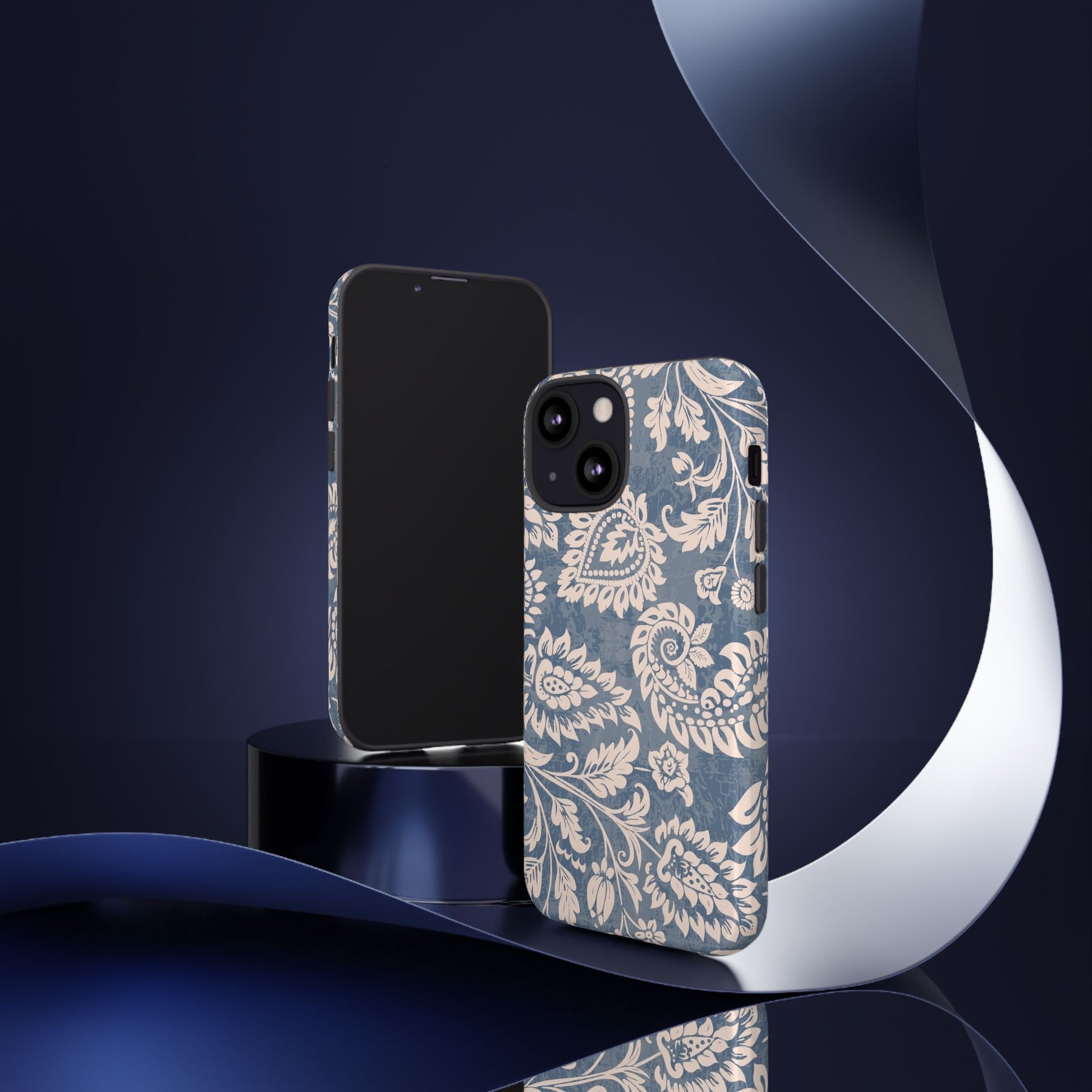 Blue Floral Pattern Tough iPhone Case - MVB STUDIO STORE
