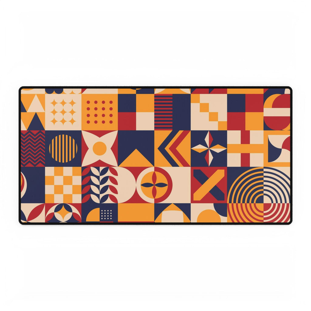 Geometric Retro Desk Mat - Colourful Mid-Century Pattern