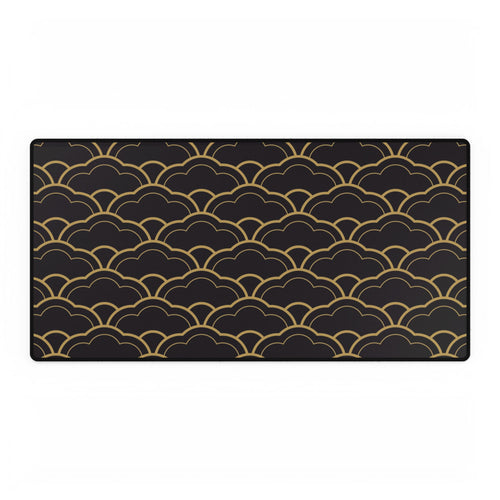 Black mat with gold wave pattern on a white background