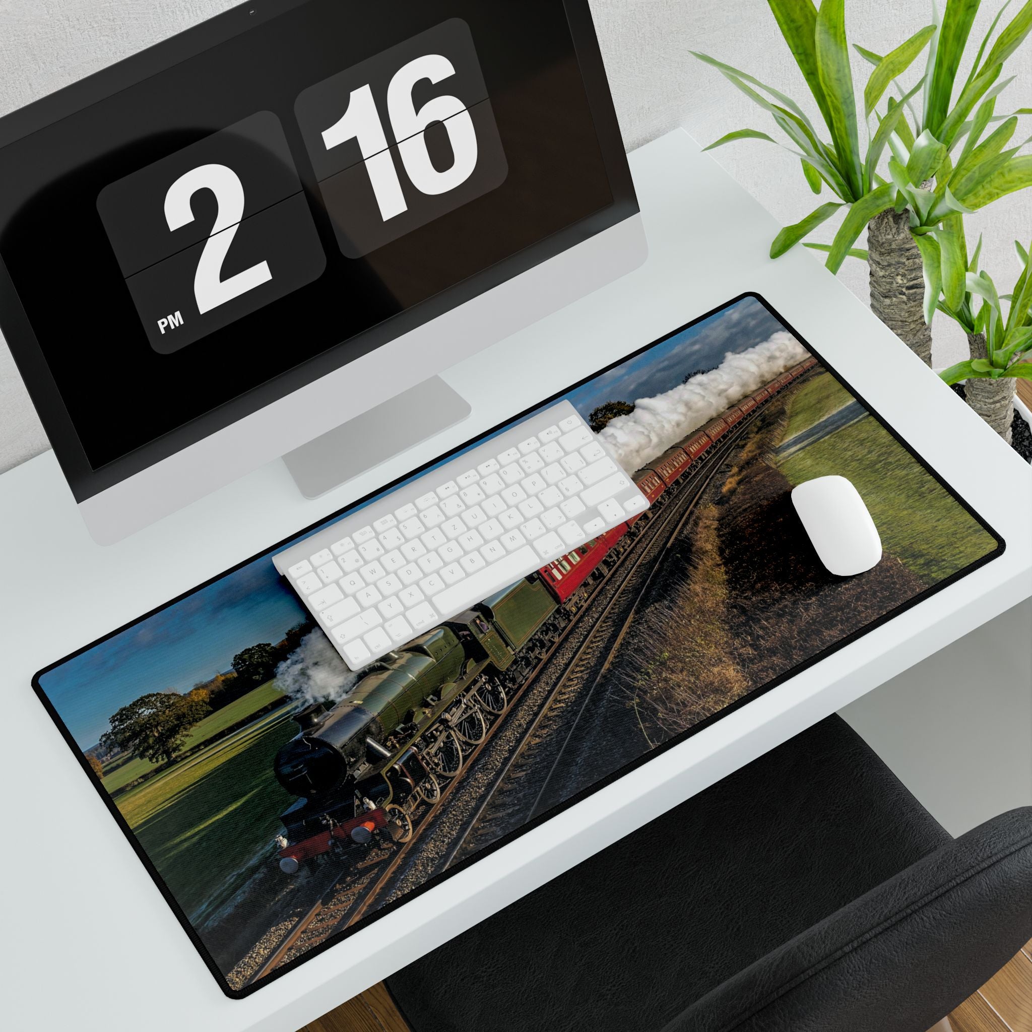 Steam Train Desk Mat — Vintage Locomotive Mouse Pad for Train Enthusiasts