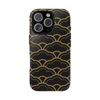 Black and Gold Wave Pattern Tough iPhone Case - MVB STUDIO STORE