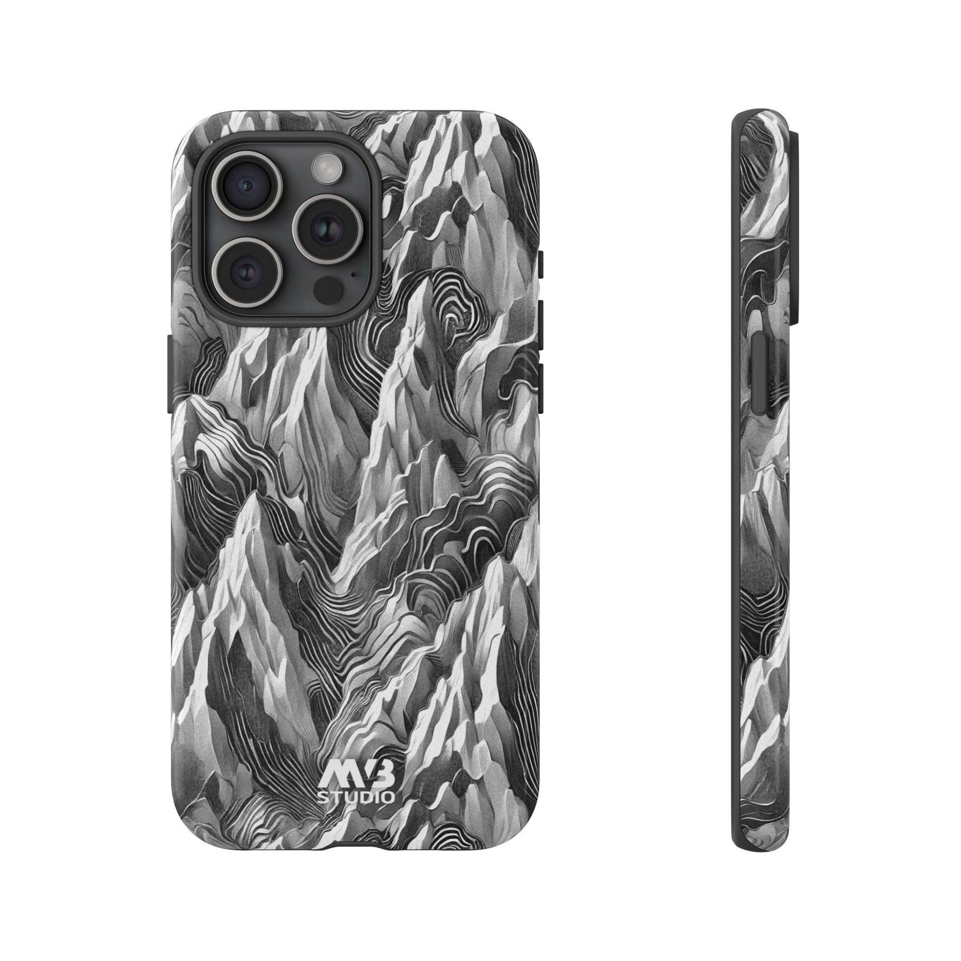 Grayscale Terrains Tough iPhone Case