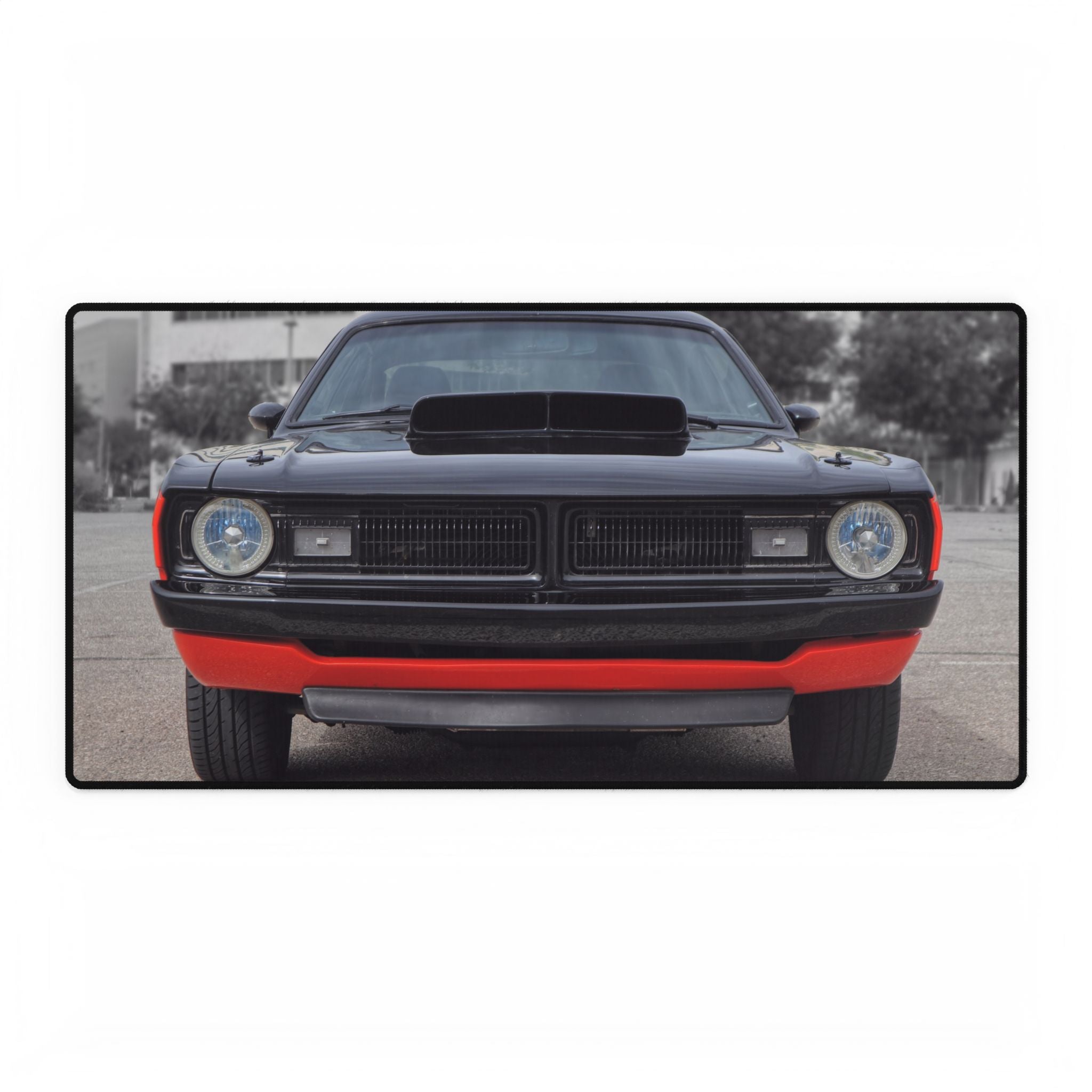 Car Front Desk Mat – Black Classic Muscle Car Photo Desk Pad