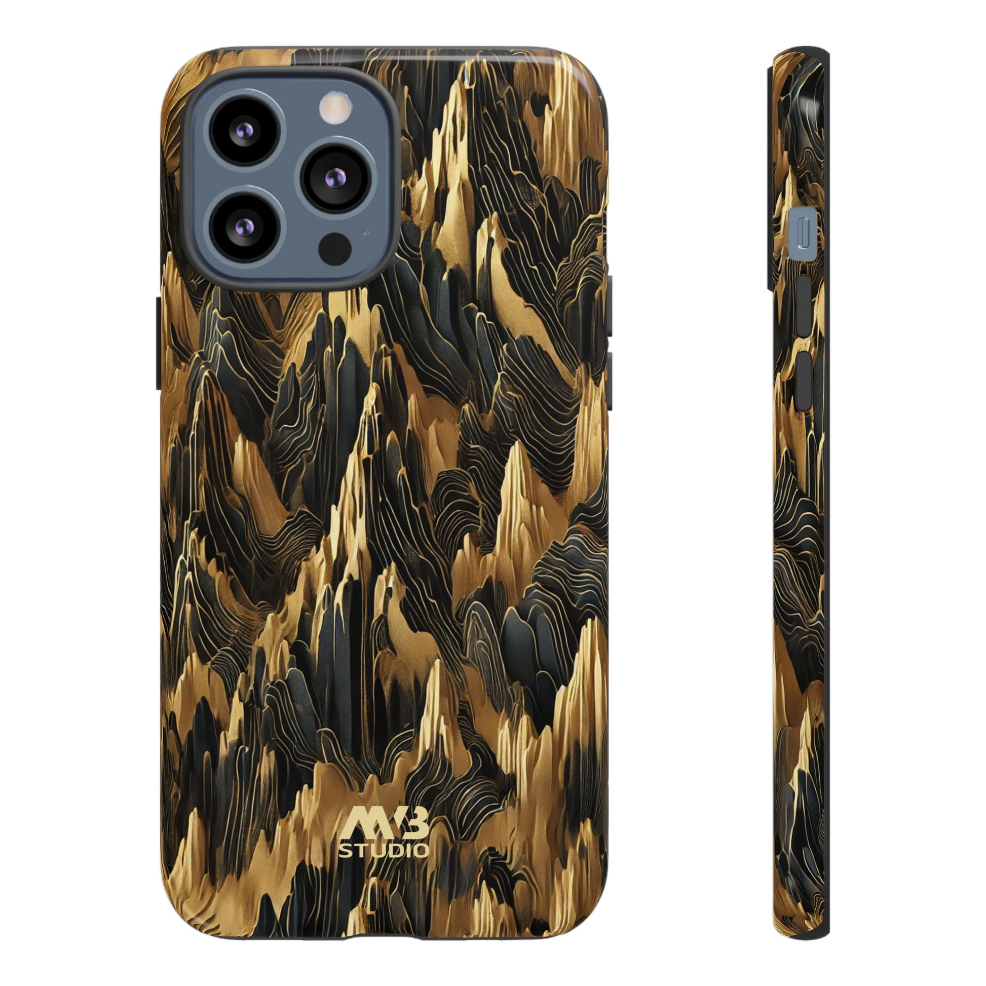 Black & Gold Terrains Tough iPhone Case
