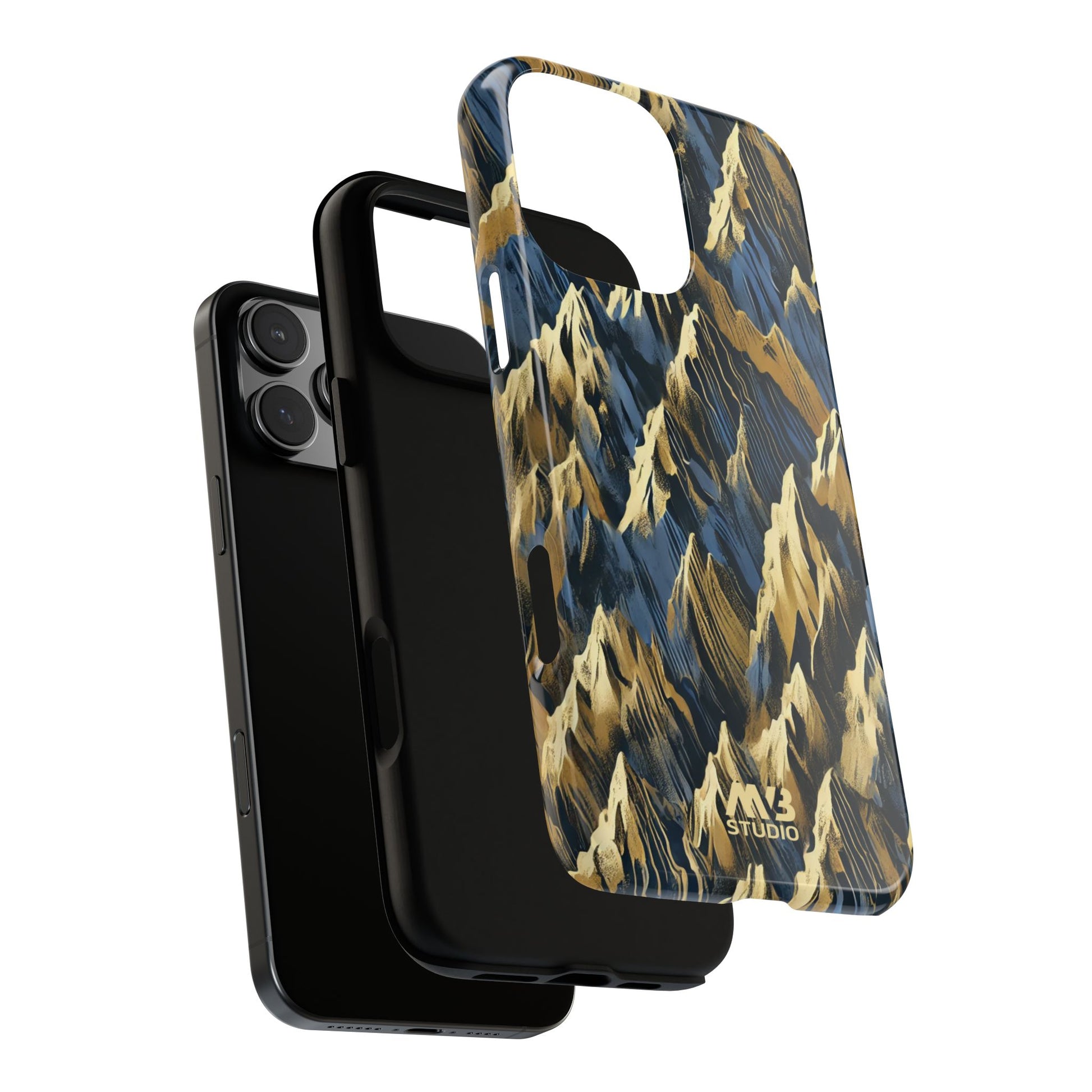Blue & Gold Terrains Tough iPhone Case