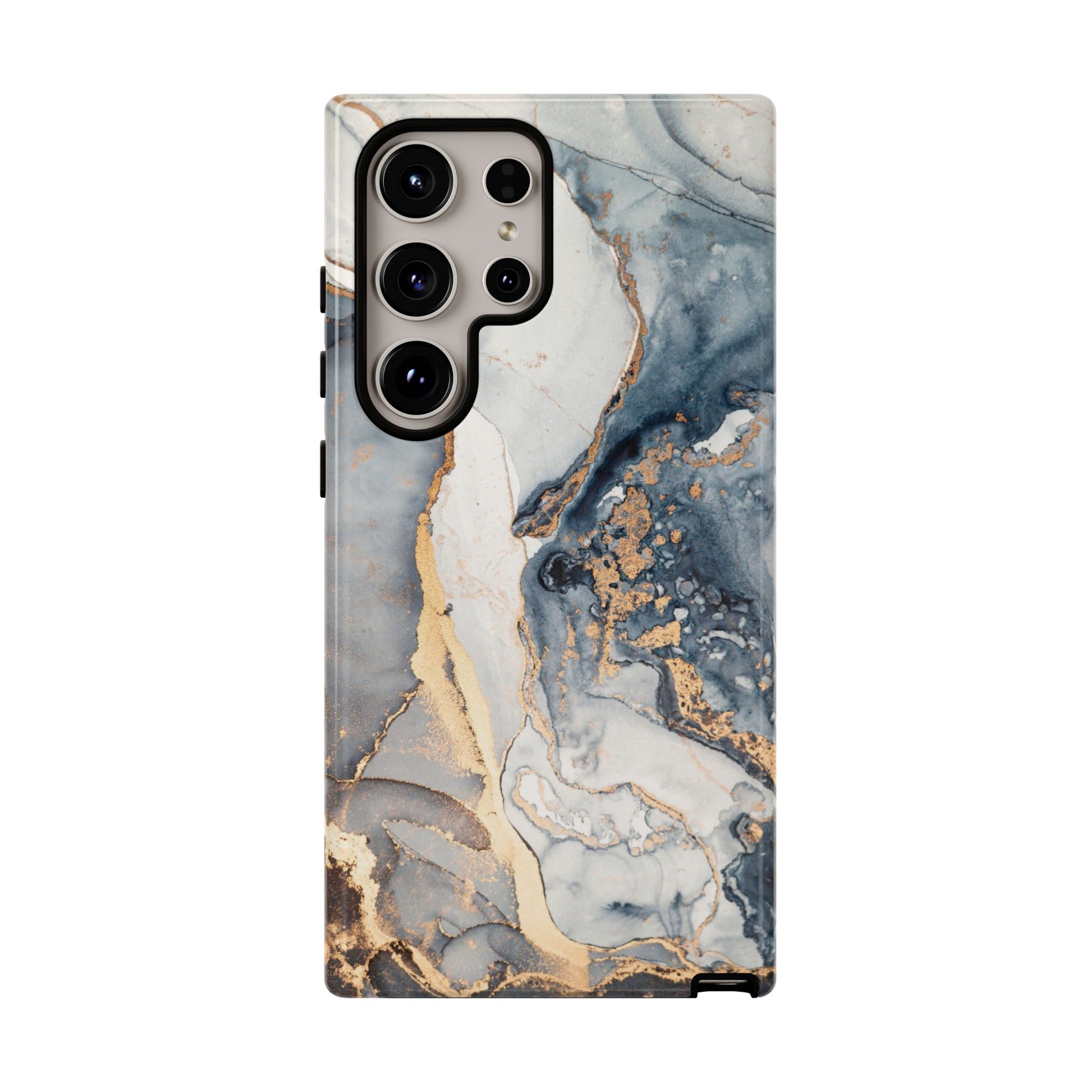 Blue Gold Marble Tough Samsung Phone Case