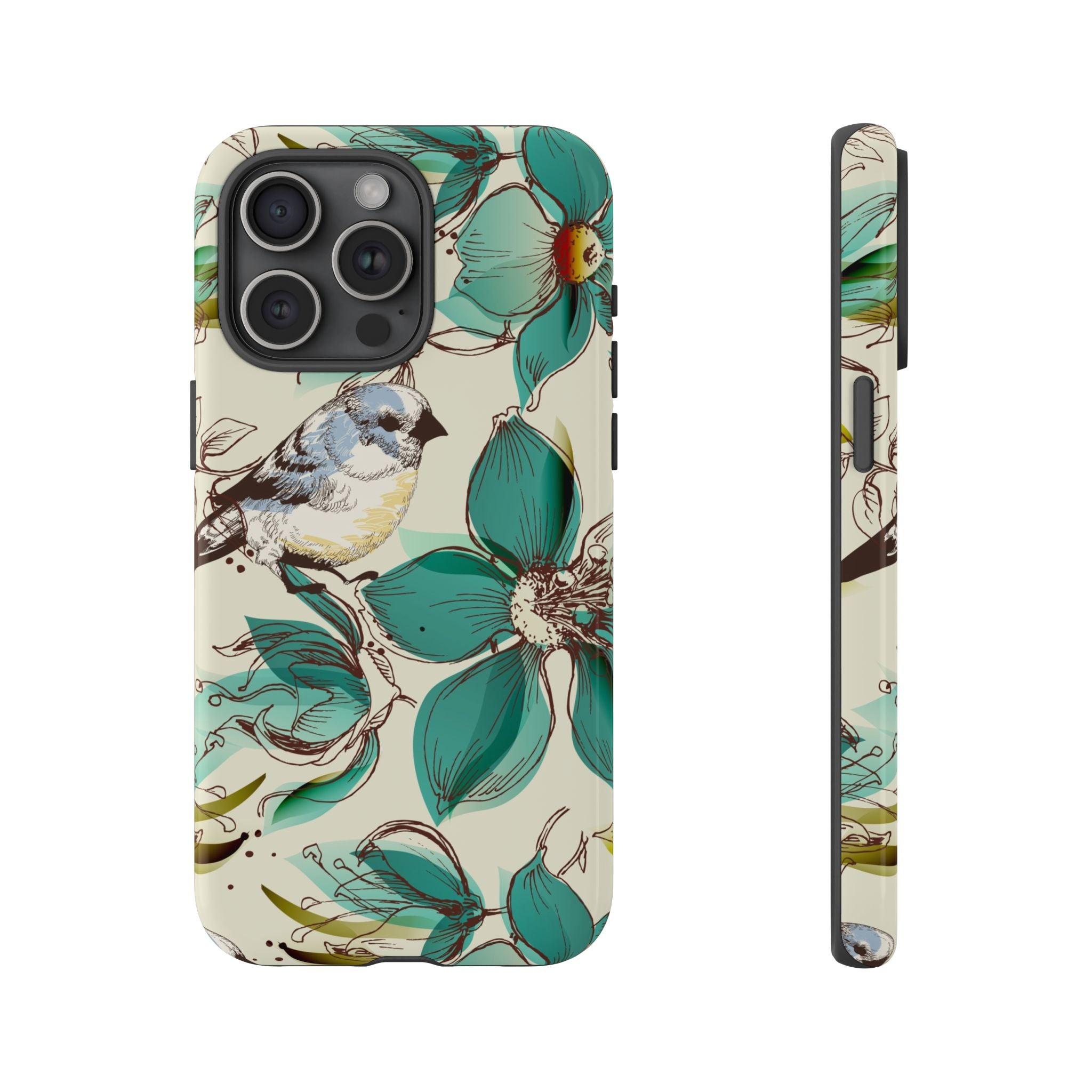 Retro Birds & Flowers Tough iPhone Case - MVB STUDIO STORE